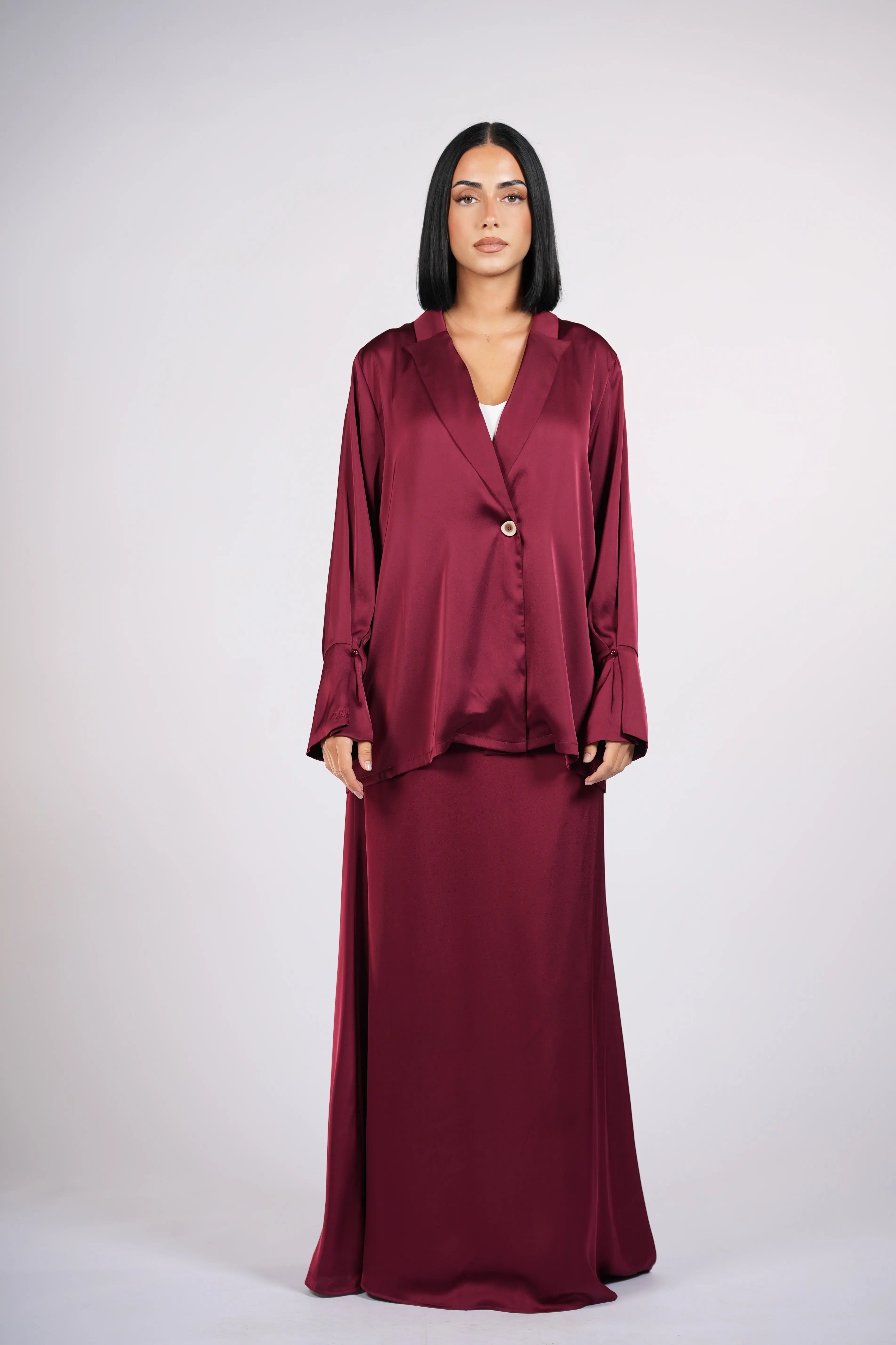satin silk skirt - bordeaux Losyana.Shop