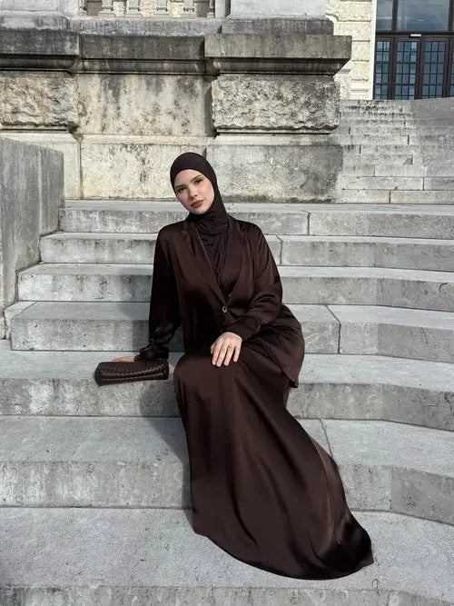 satin silk skirt - espresso Losyana.Shop