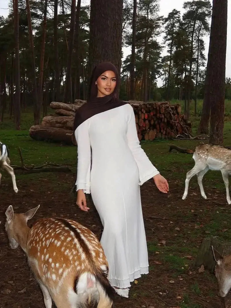 Robe longue à volants - Blanche