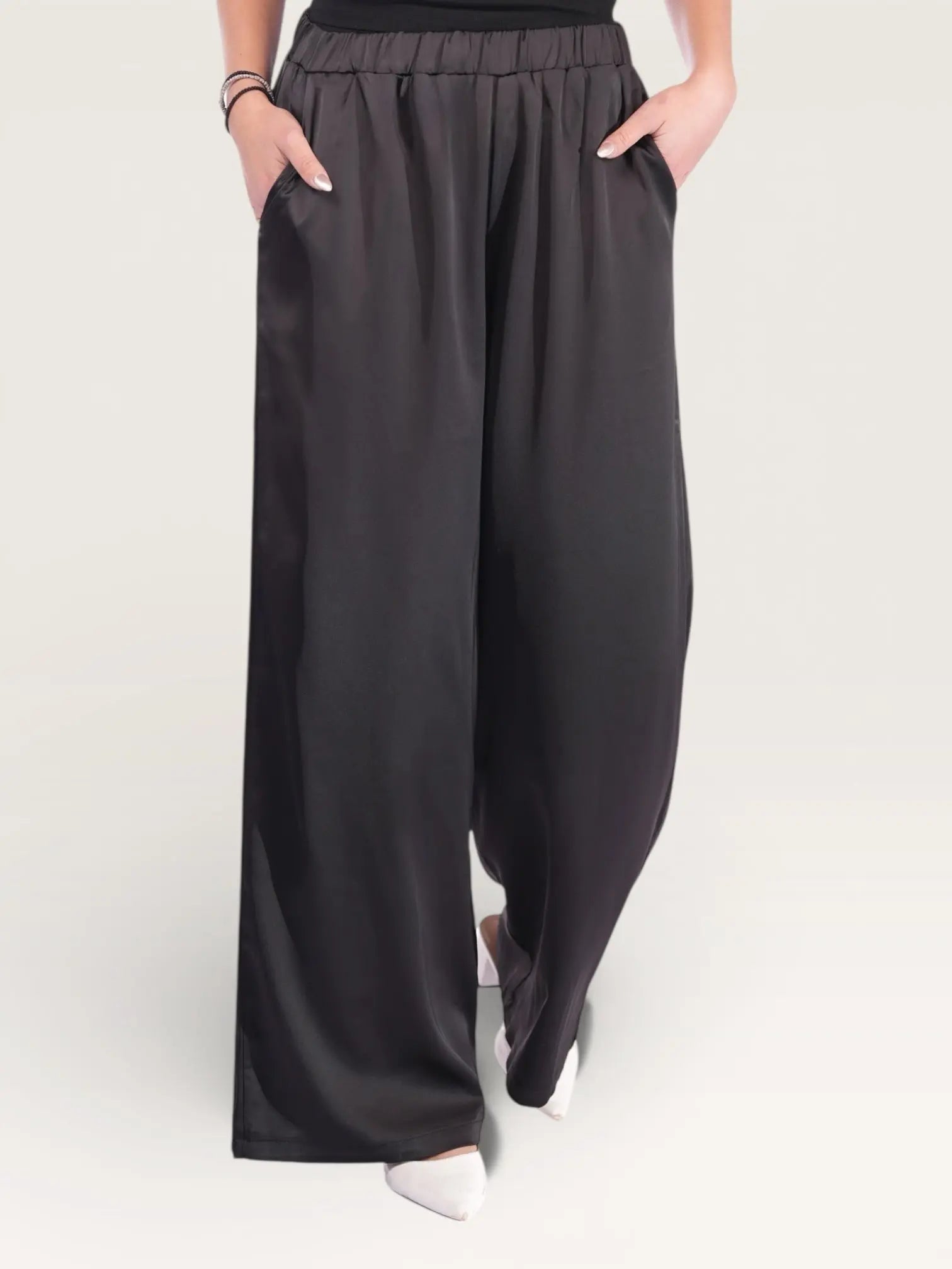 silk muse pants - black