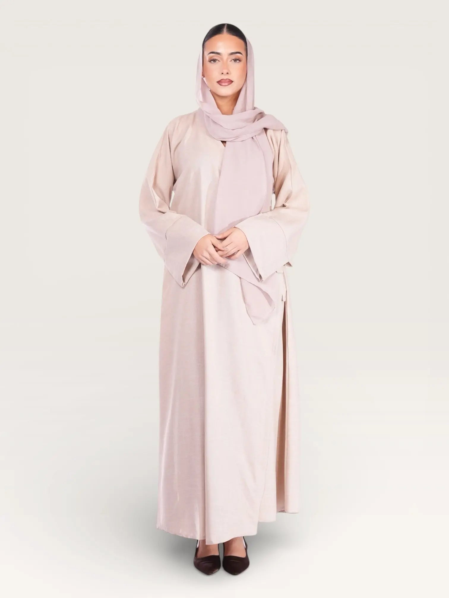 wickel linen abaya - beige
