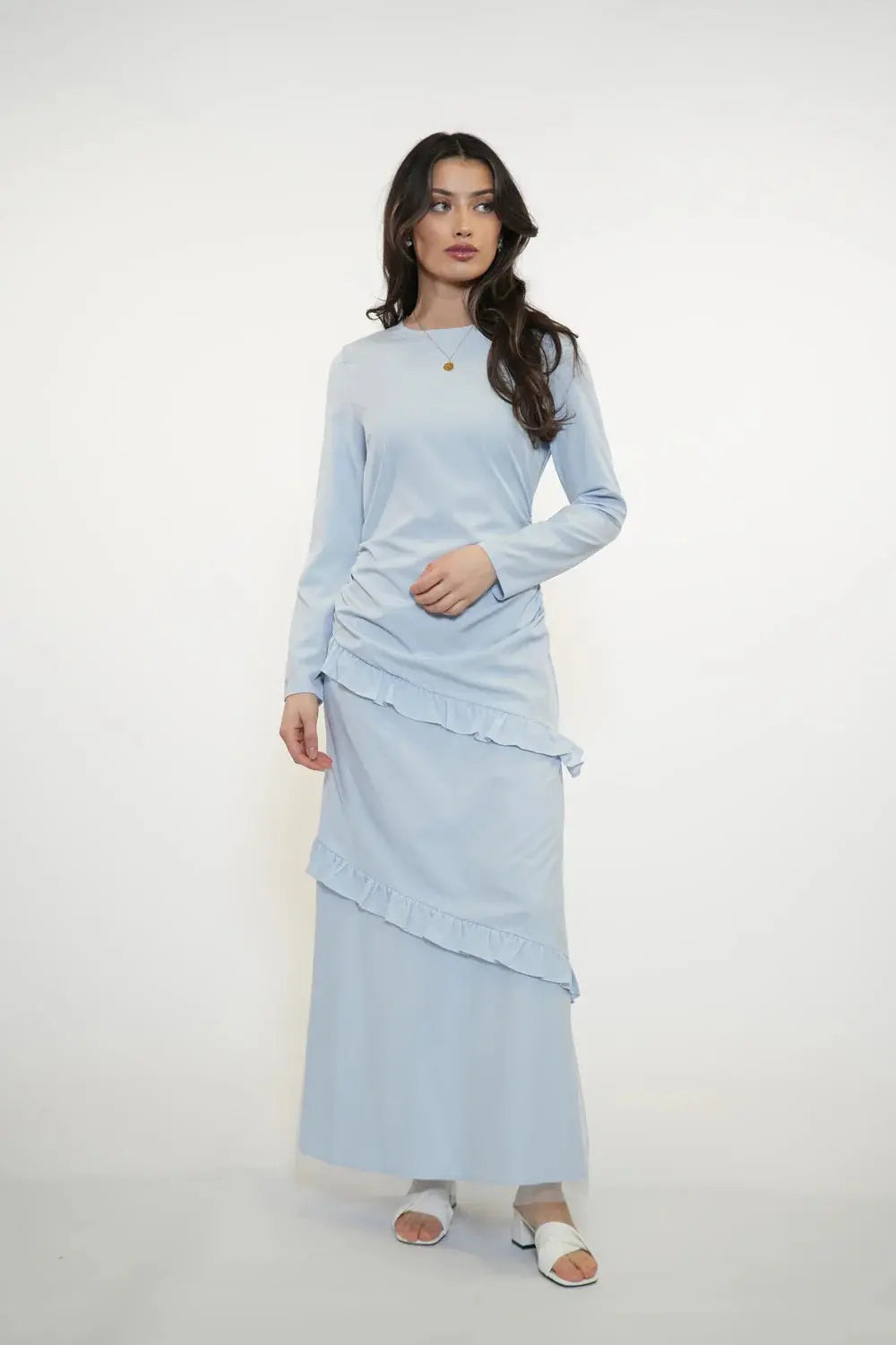 ROMANCE RUFFLE DRESS - CAPRI SKY Losyana.nl