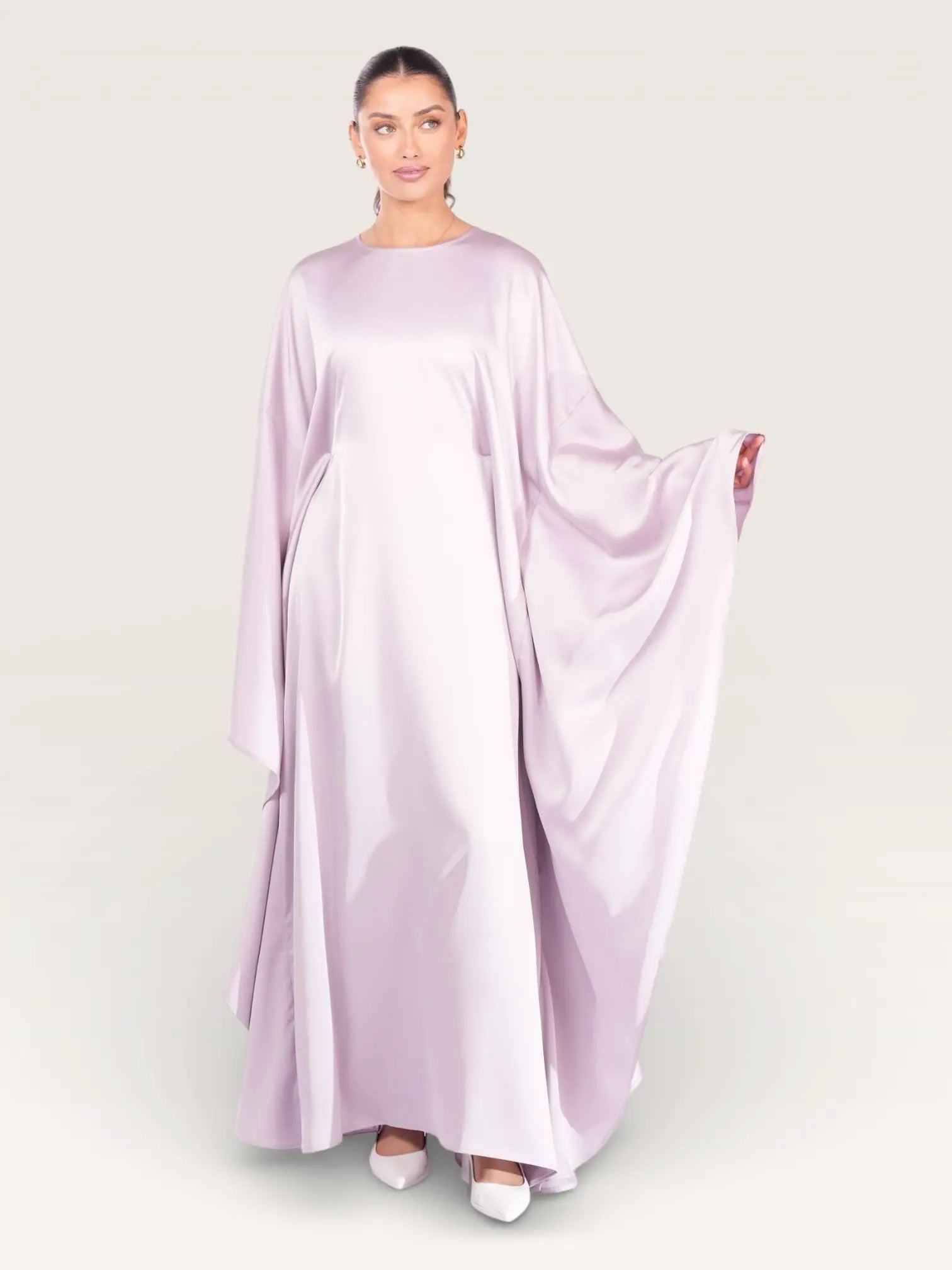 royal satin abaya - lavender
