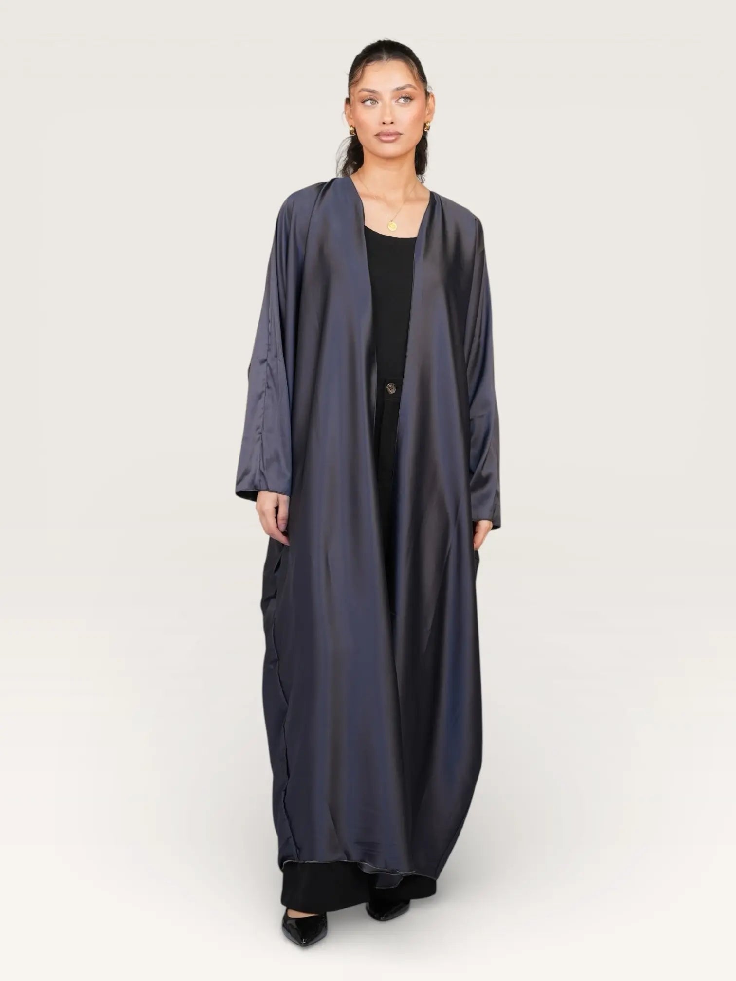two way abaya - light grey / dark grey