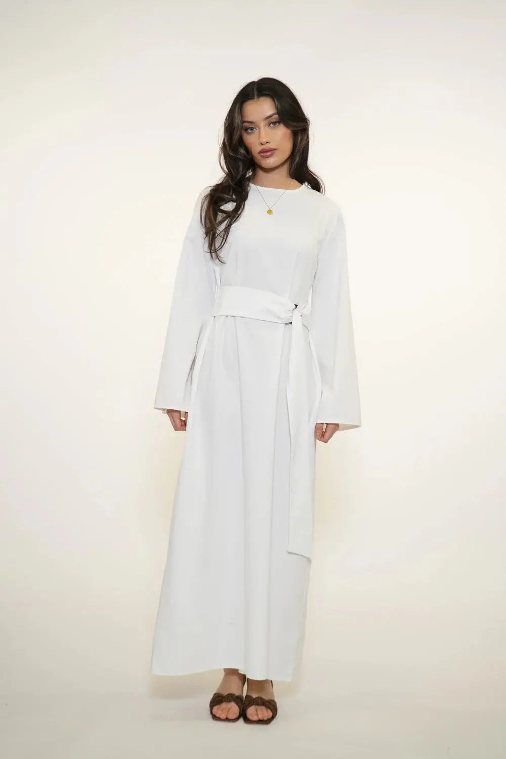 AMALFI LINEN DRESS - WHITE Losyana.nl