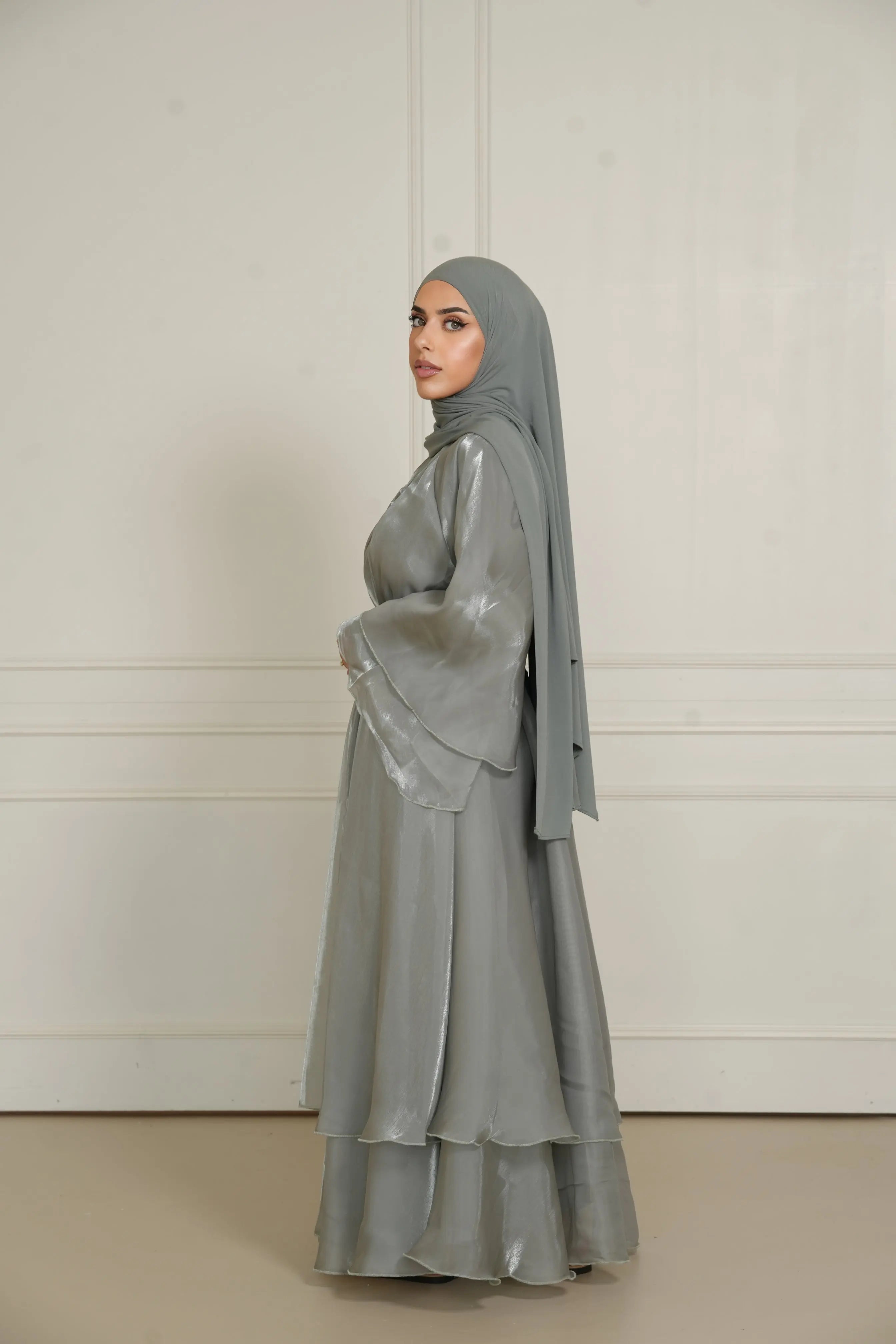 DXB Flower Abaya - olive Losyana.Shop