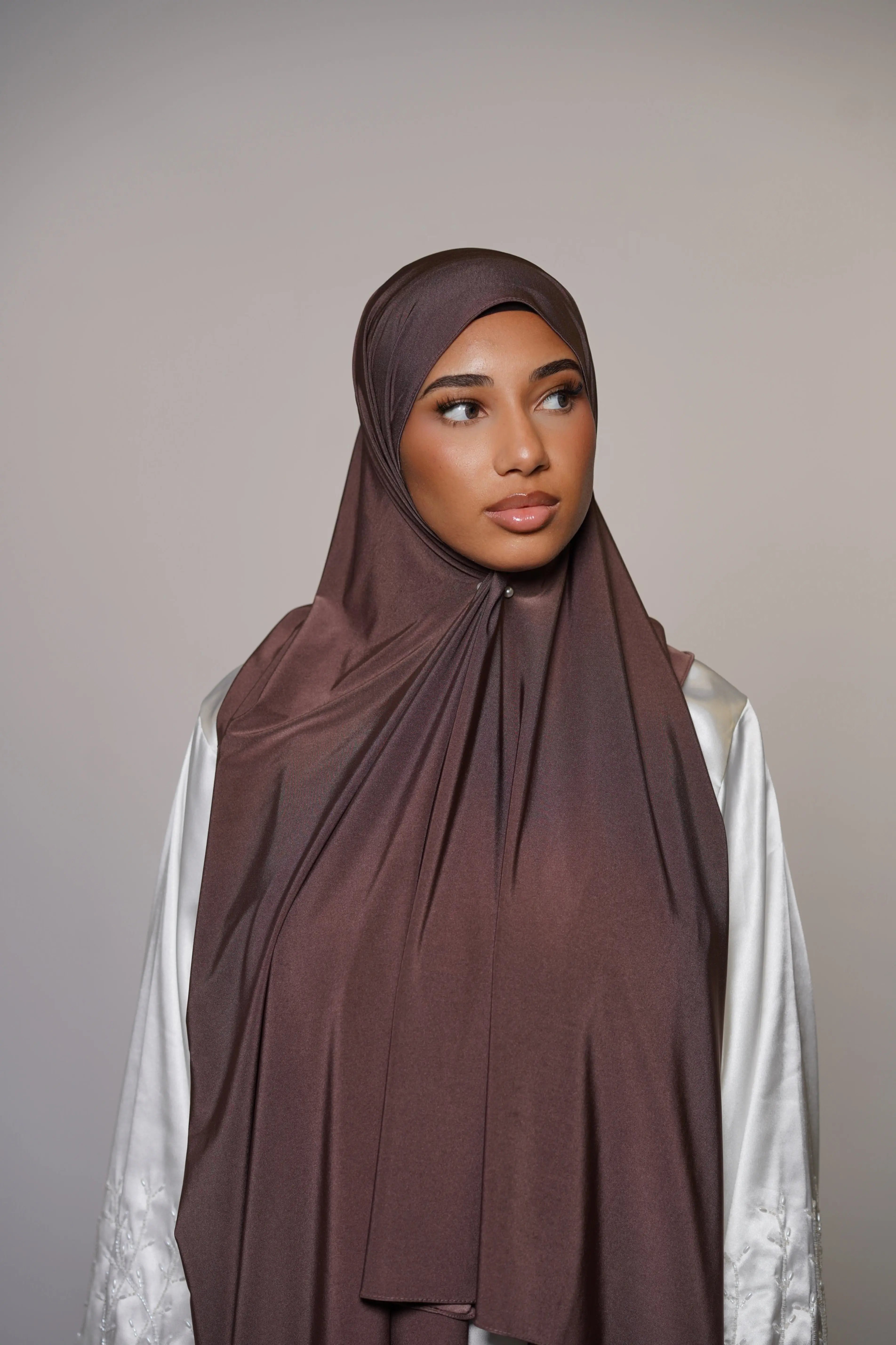 Satin premium jersey - cocoa Losyana.Shop