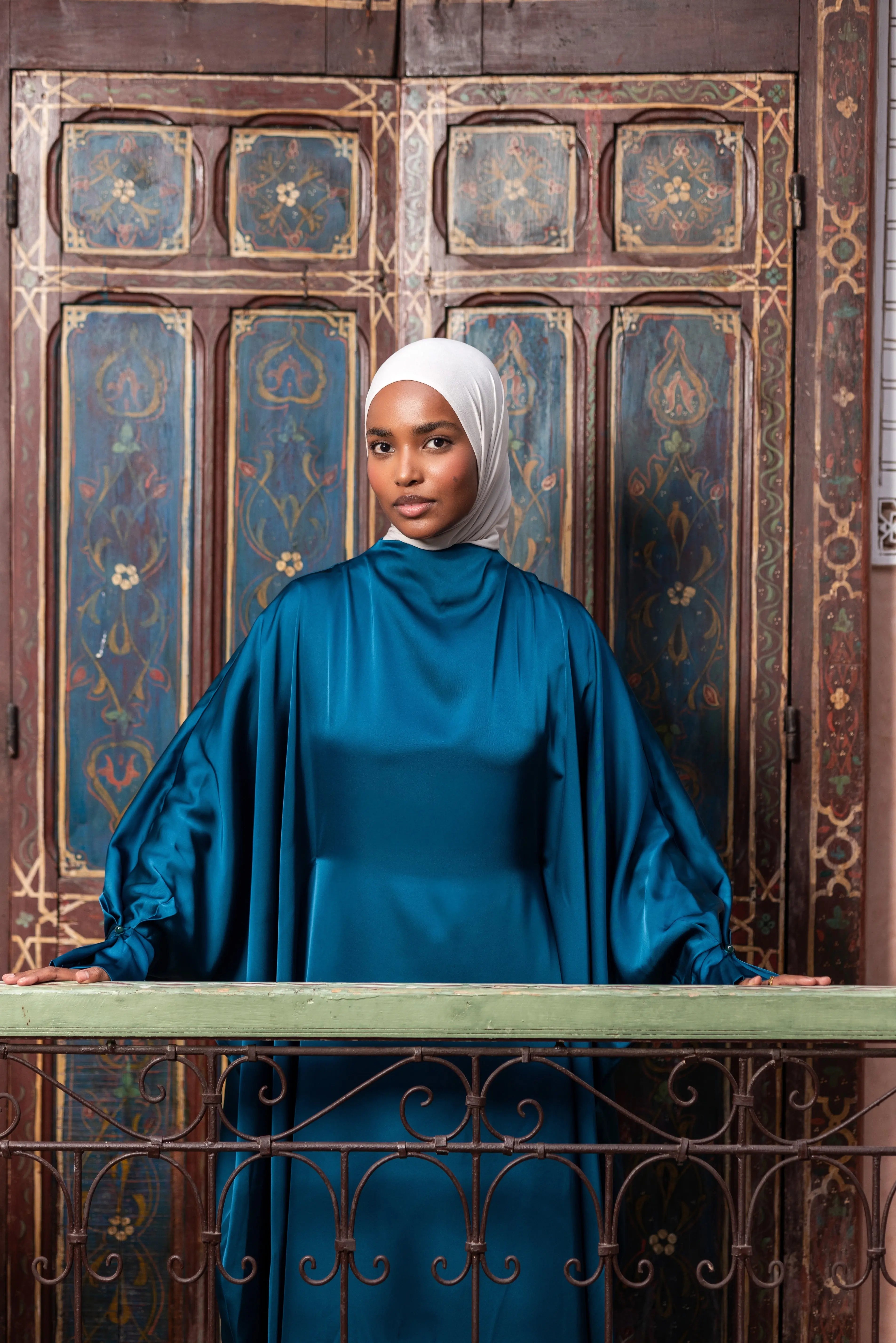 arabian satin abaya - teal
