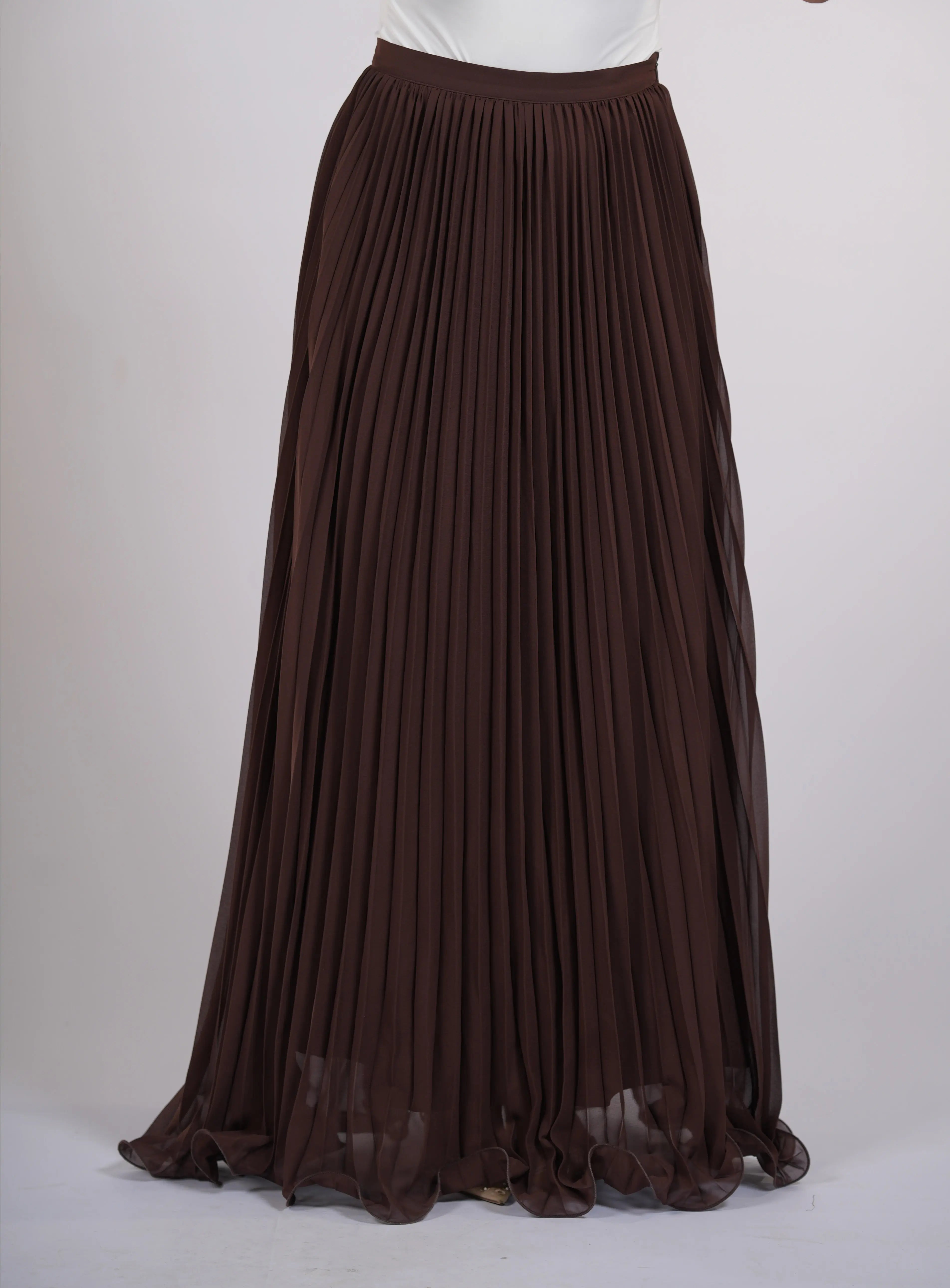 plisse skirt - dark brown Losyana.Shop