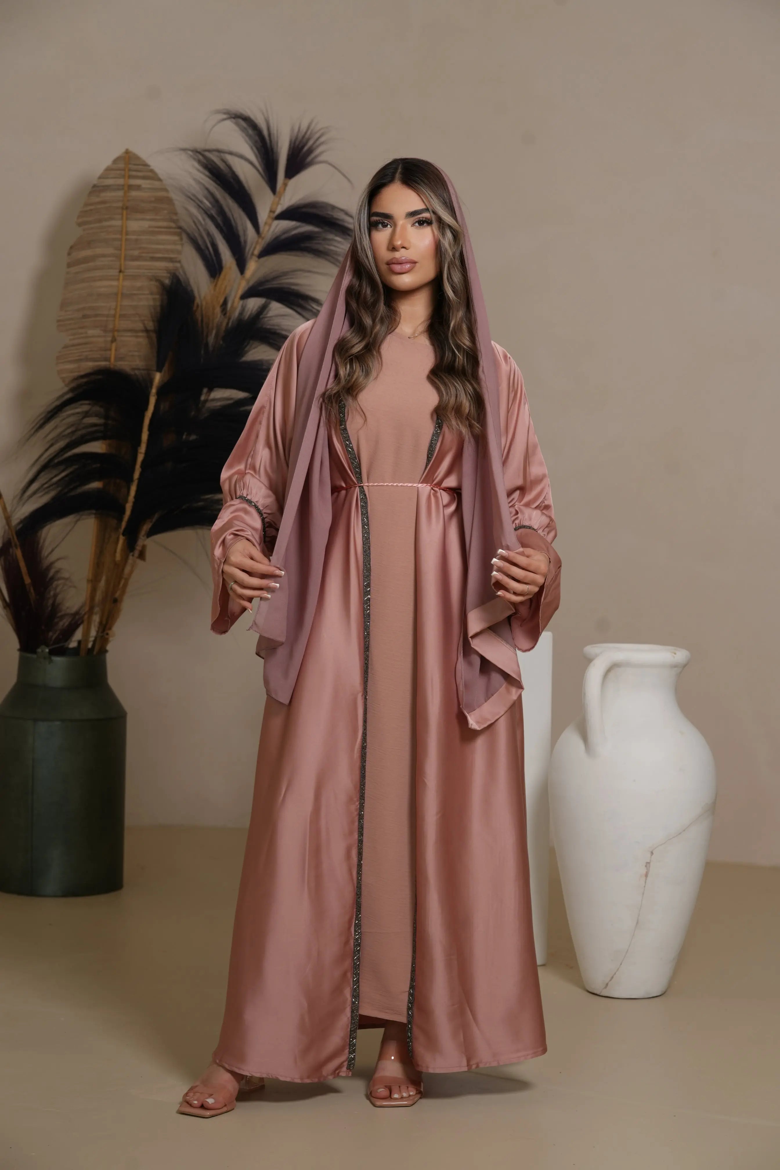 Blackstone Glamour Abaya - Almond Losyana.Shop