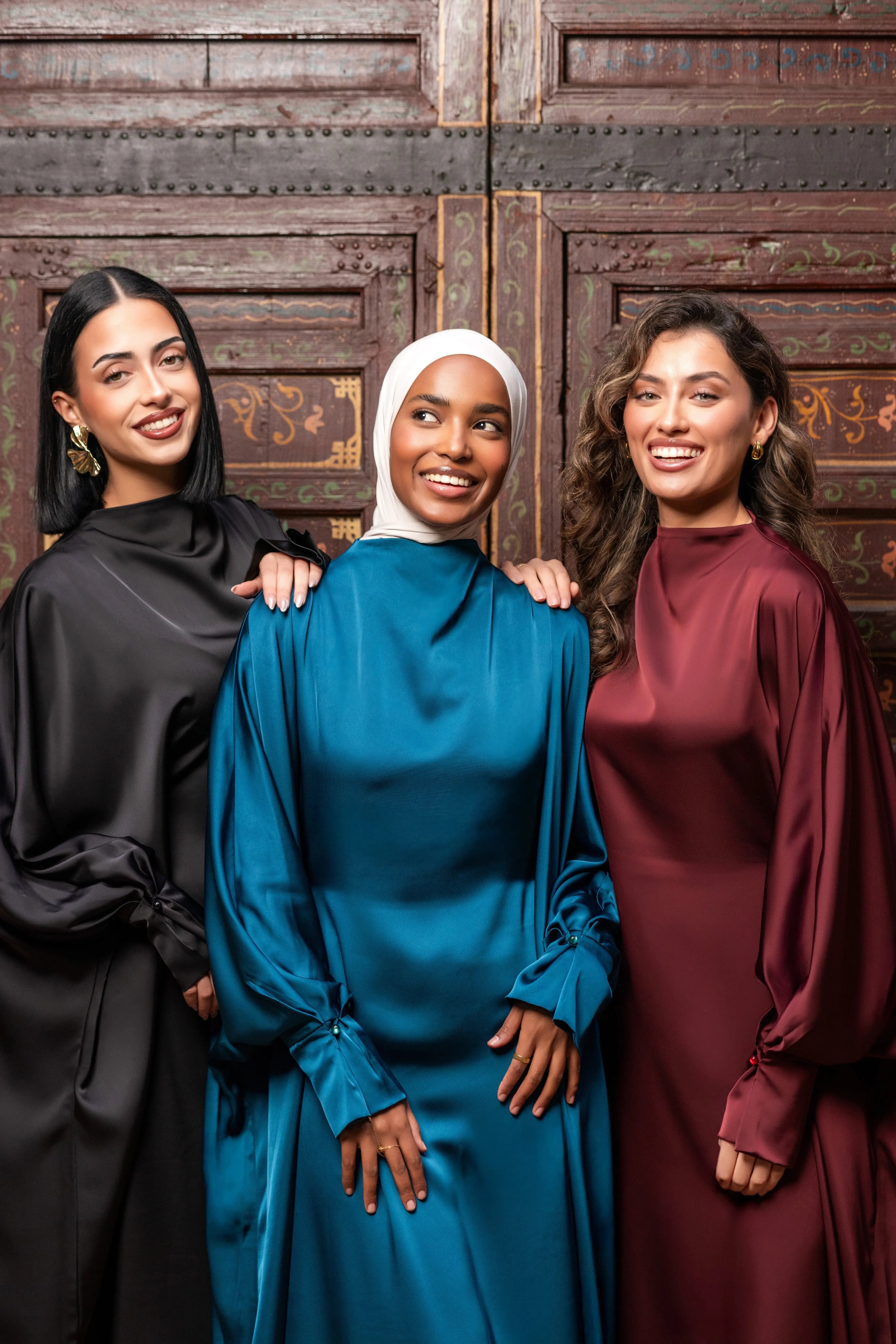 arabian satin abaya - teal