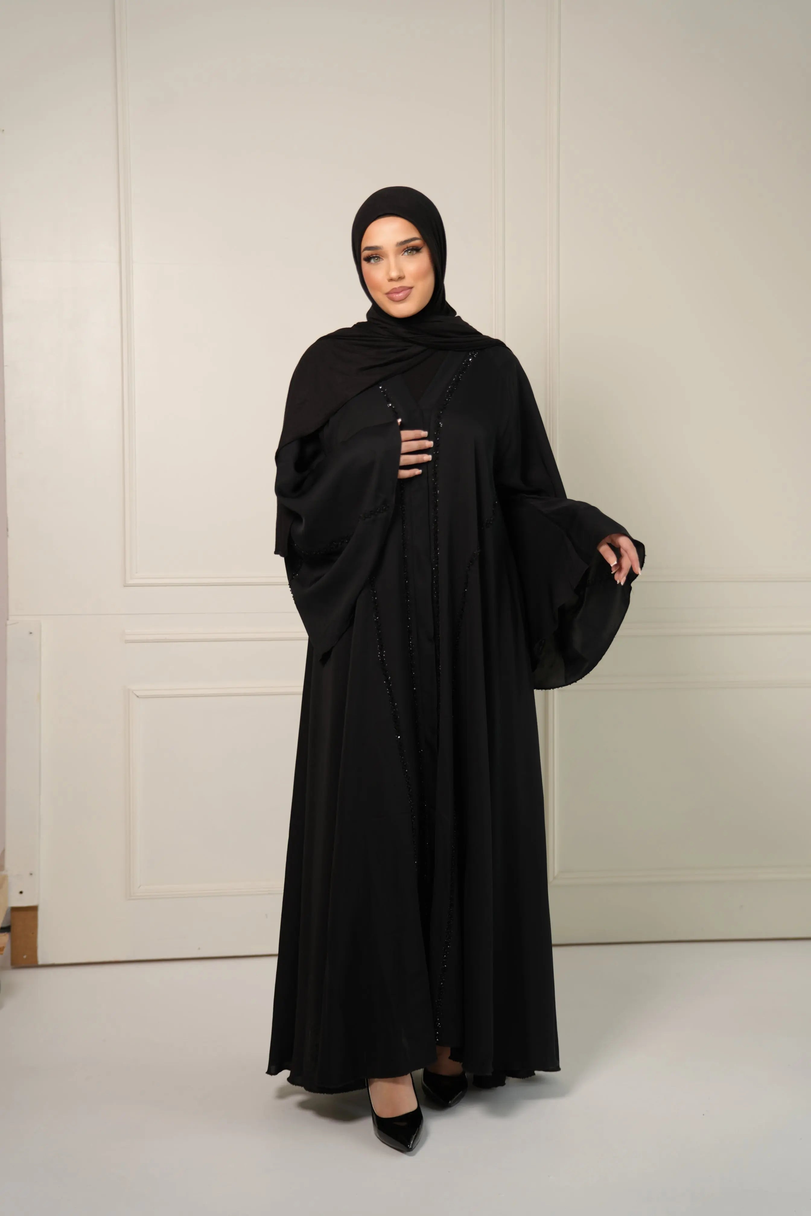 Classy Emirati Abaya - black Losyana.Shop