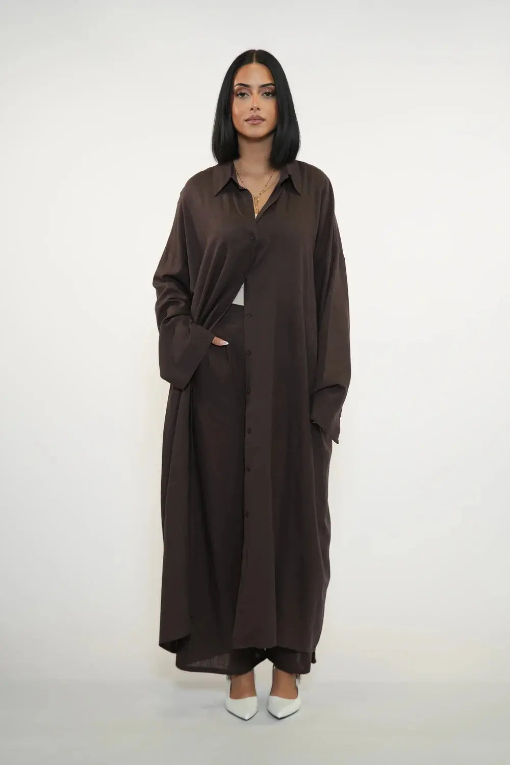 PALMA LINEN SET - ESPRESSO Losyana.nl