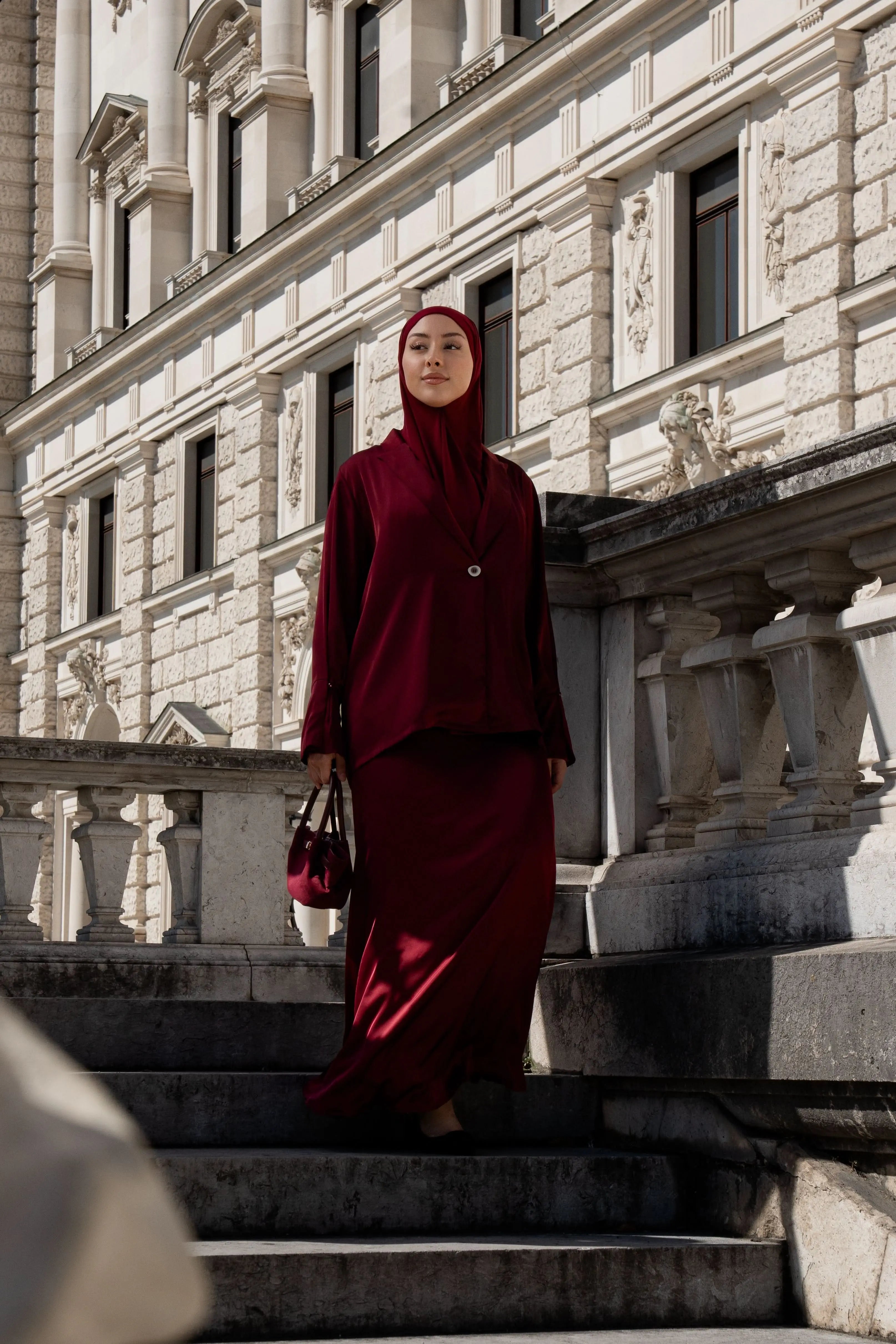 satin silk cardigan - bordeaux Losyana.Shop