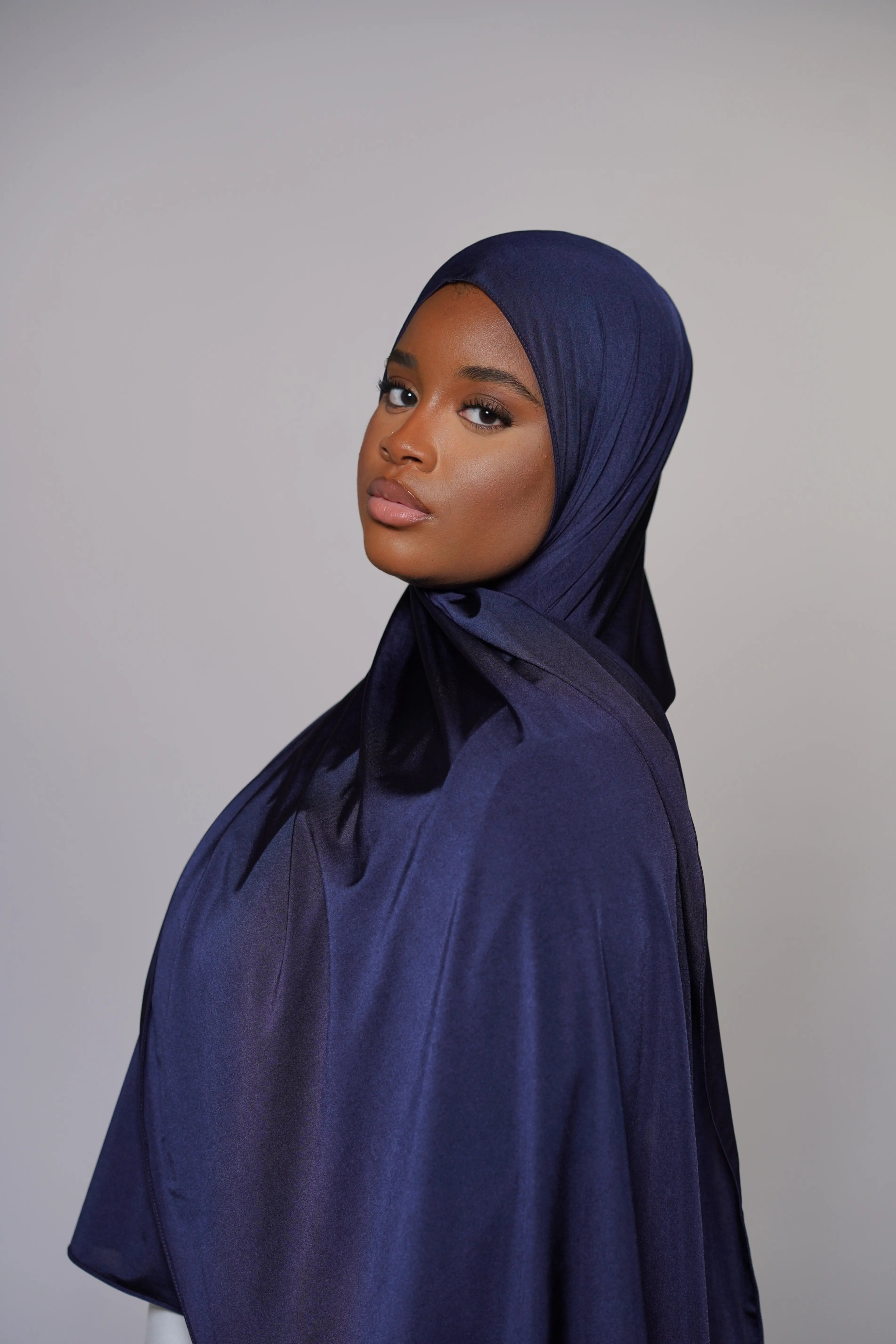 Satin premium jersey - marina blue Losyana.Shop