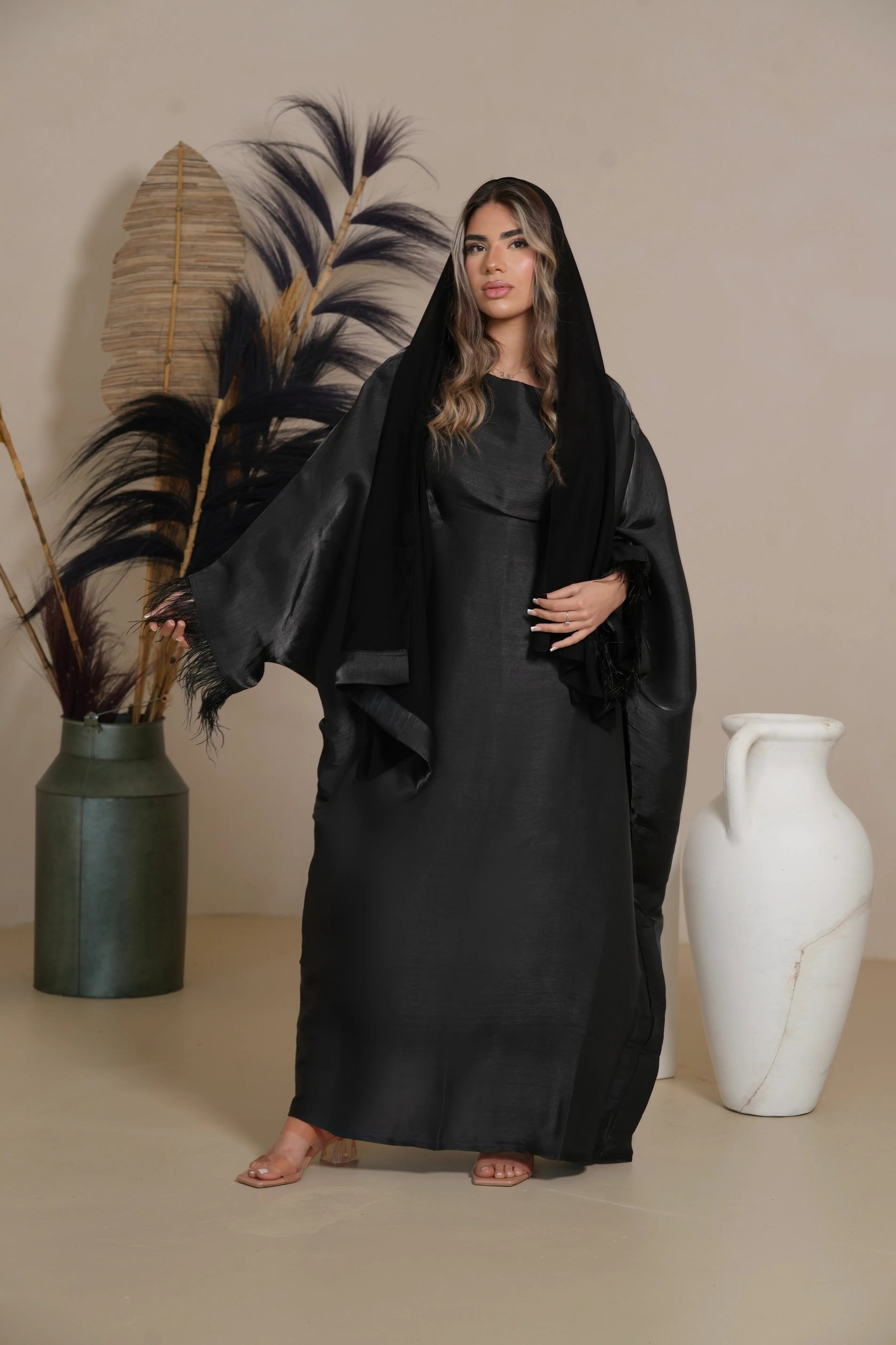 DXB Farasha Abaya - black Losyana.Shop