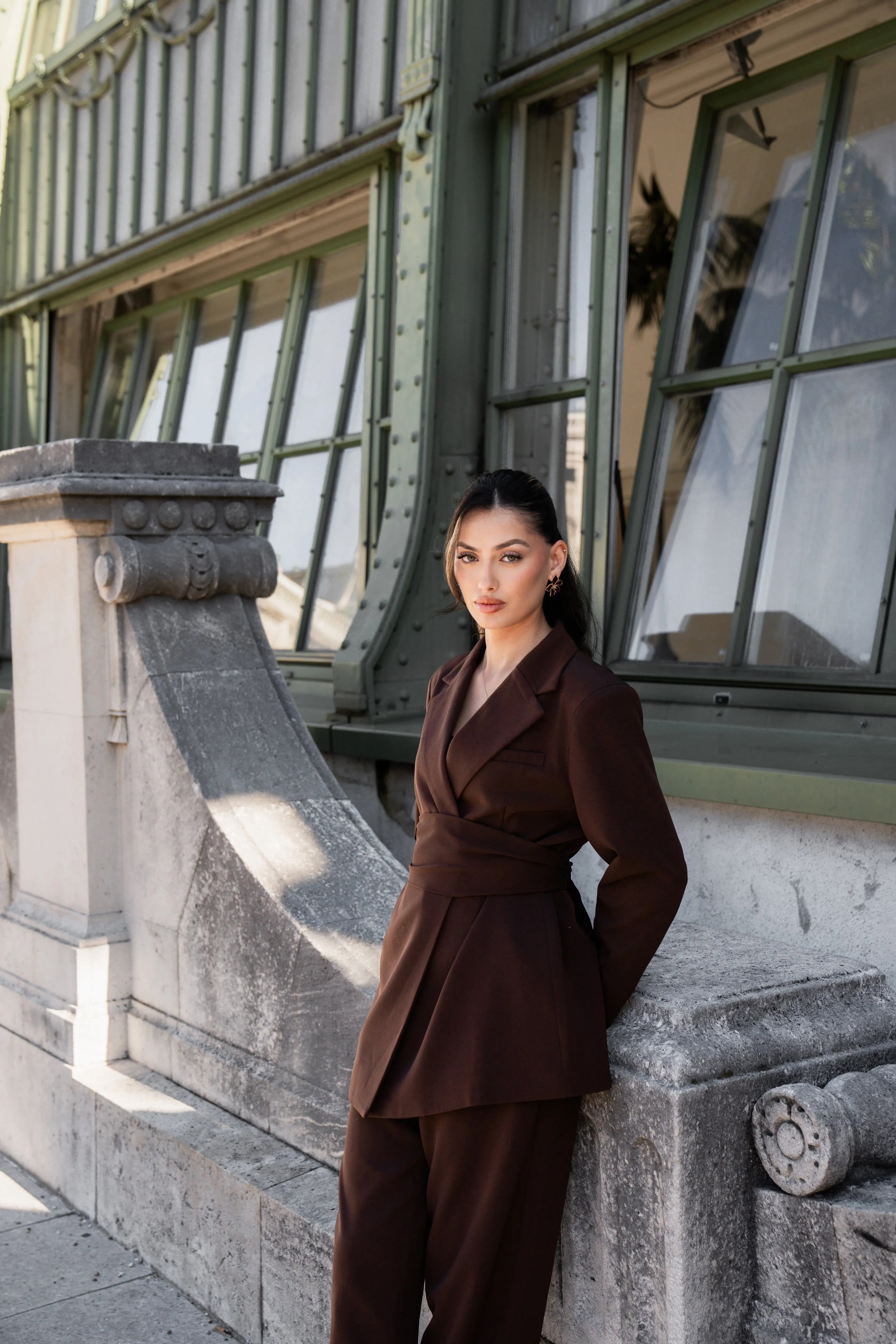 the noble belted blazer - mocca mousse Losyana.Shop