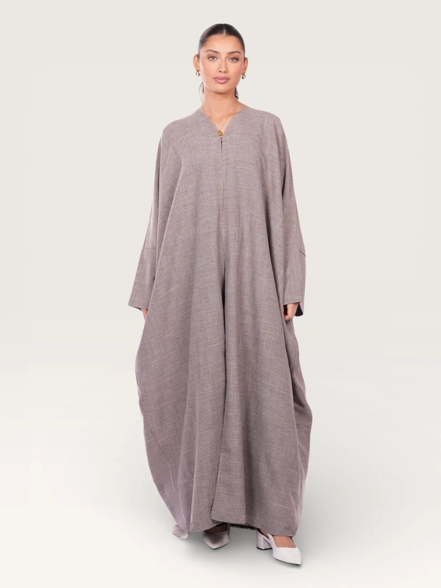 linen abaya - taupe