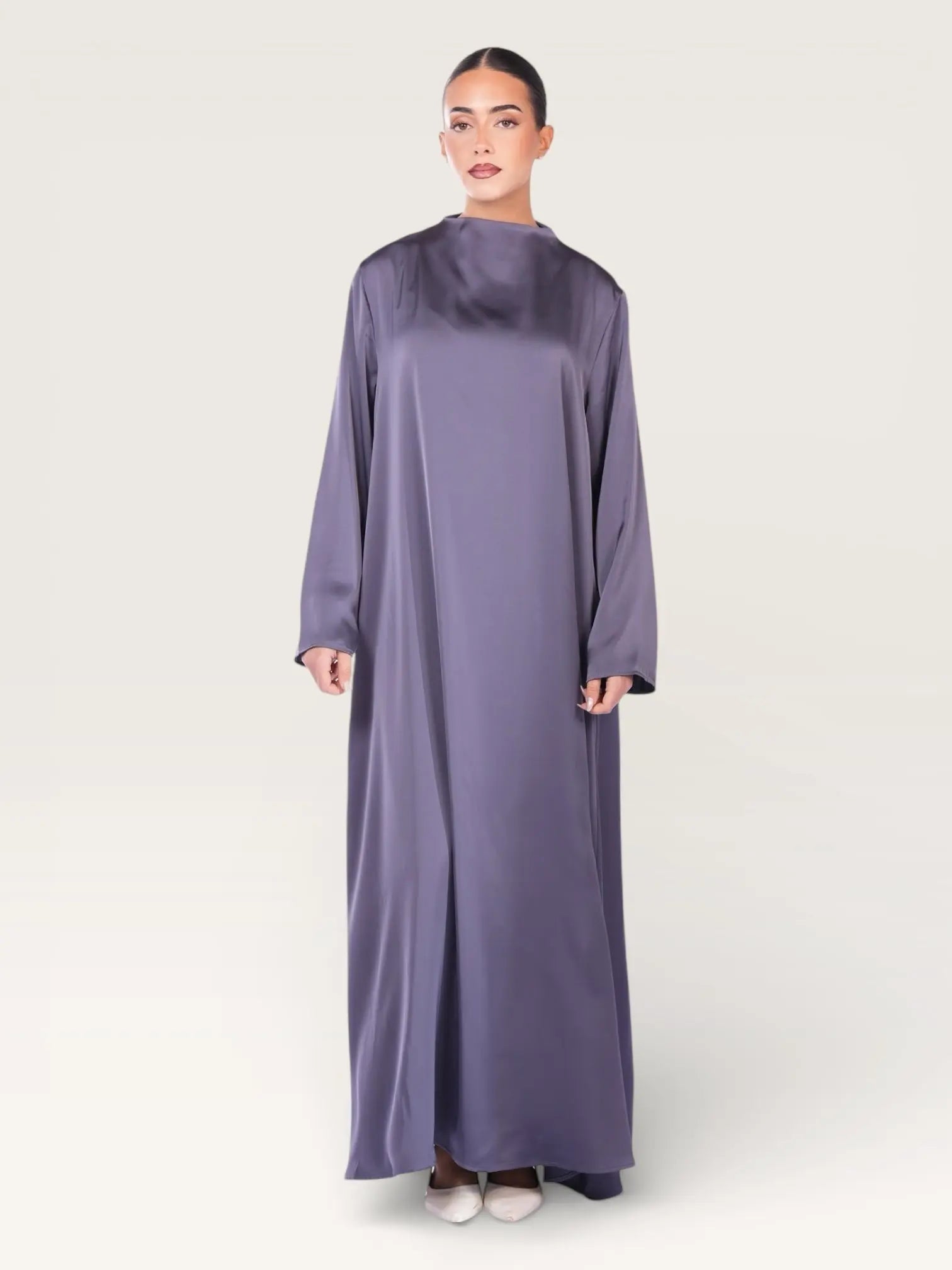 satin kimono abaya - midnight
