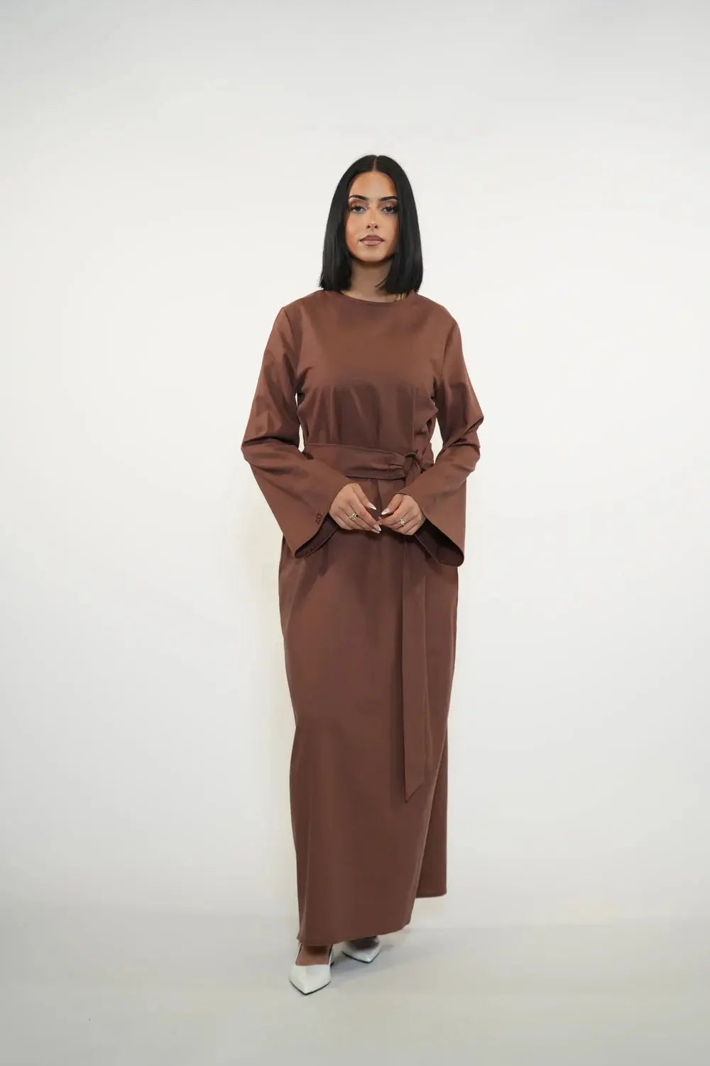 AMALFI LINEN DRESS - BROWN Losyana.nl