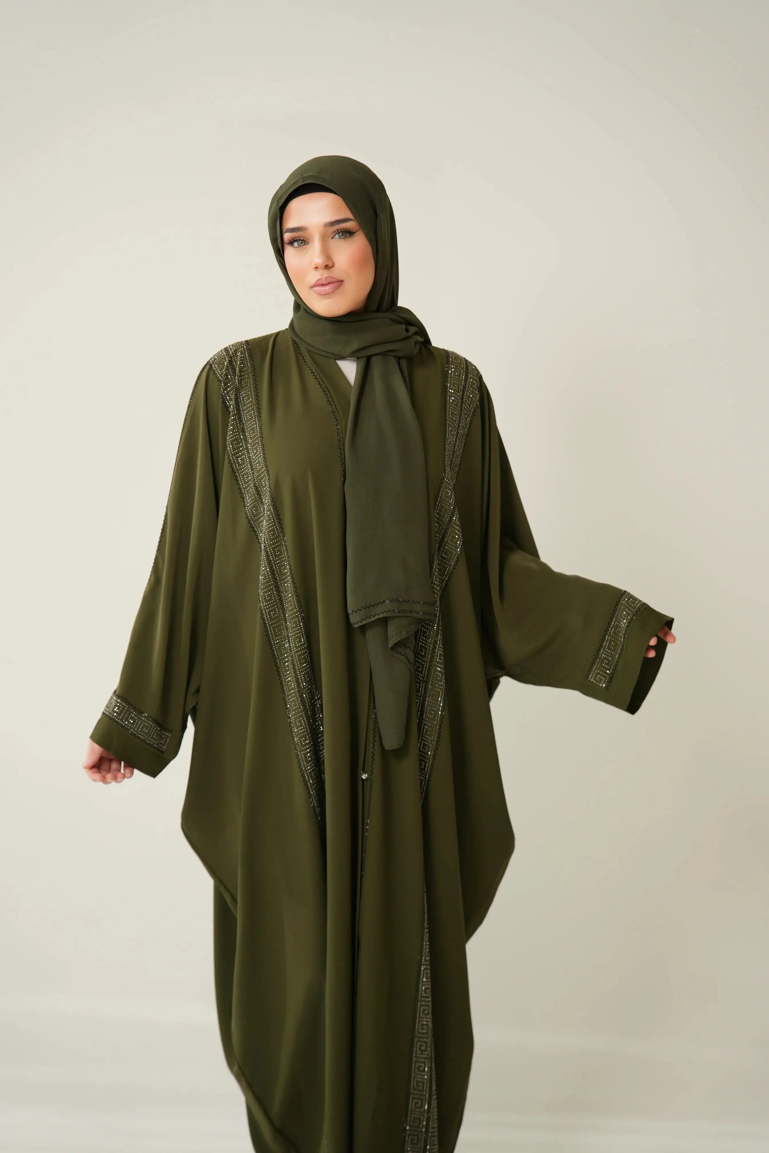 Emirate abaya - Khaki Green Losyana.Shop