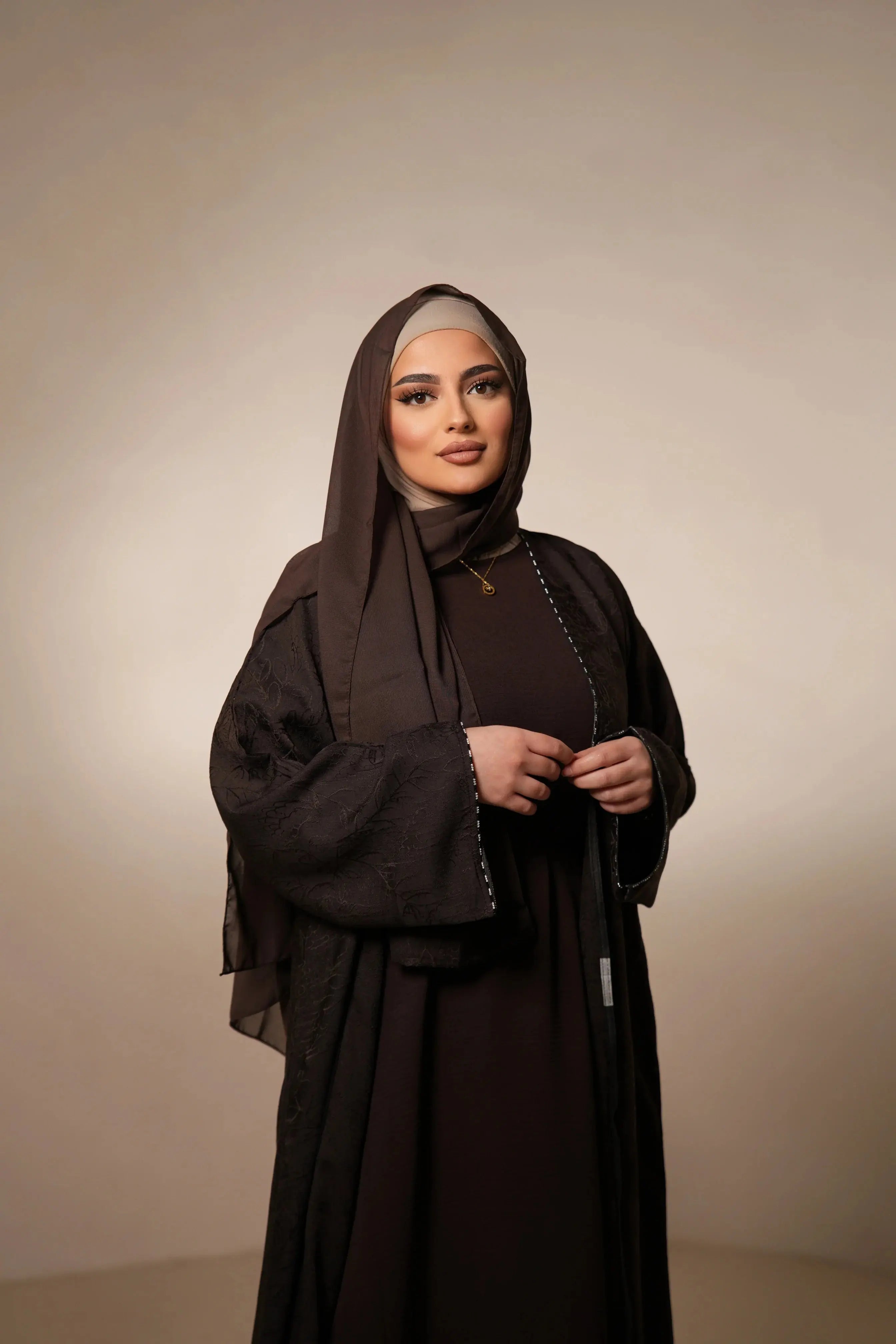 Emirate abaya - dark brown 2 Losyana.Shop