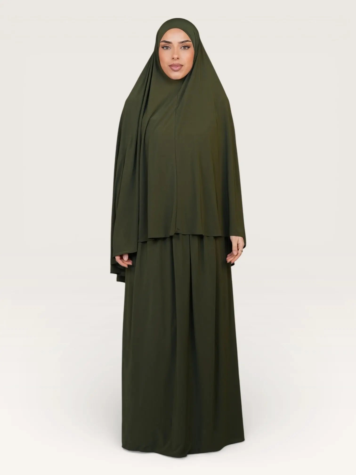 premium khimar set - khaki green