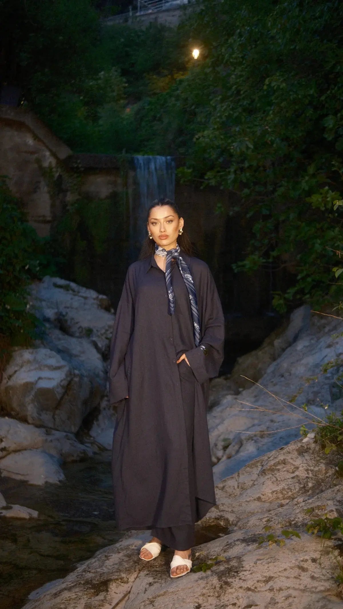 PALMA LINEN SET - NAVY Losyana.nl