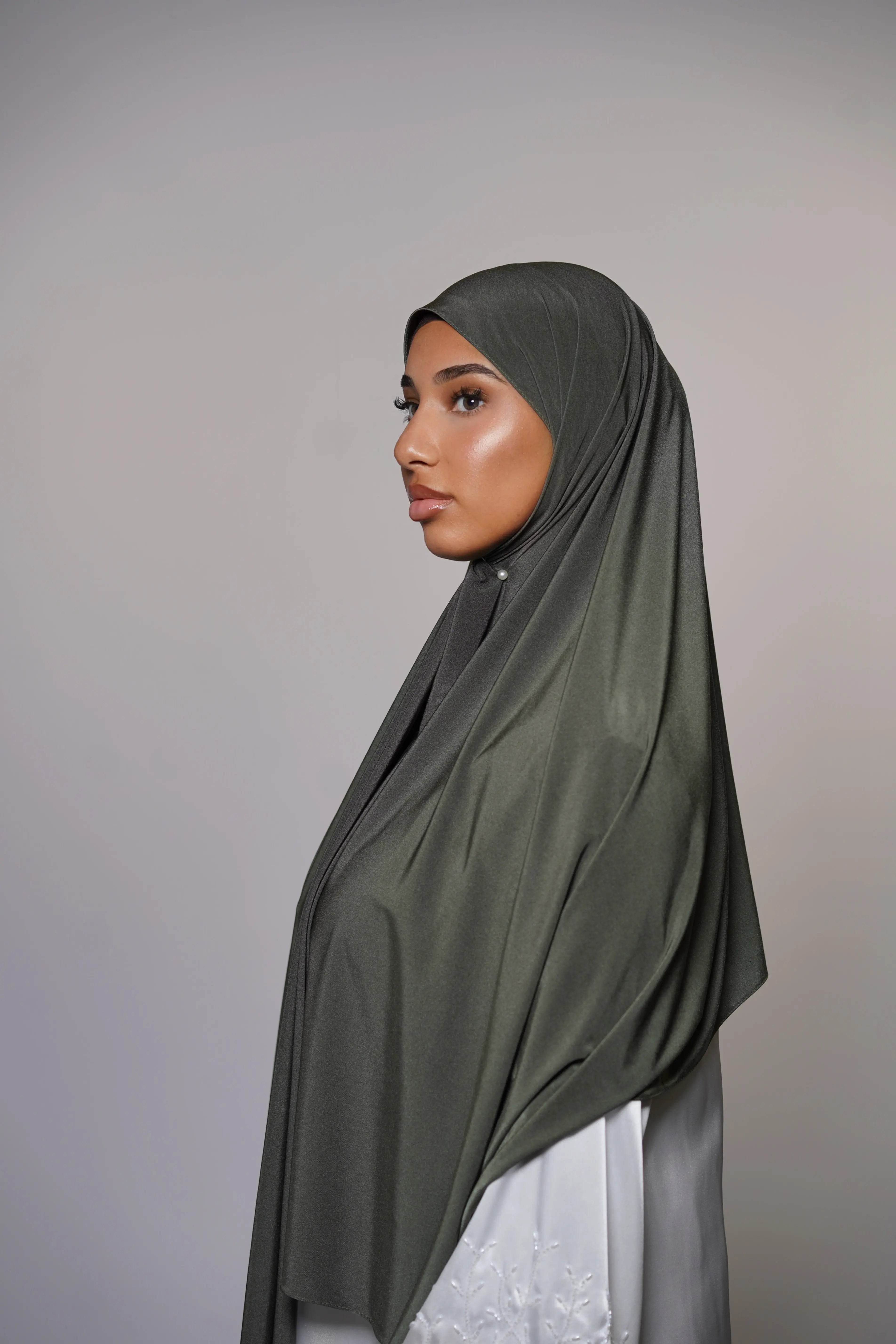 Satin Premium Jersey - khaki green Losyana.Shop