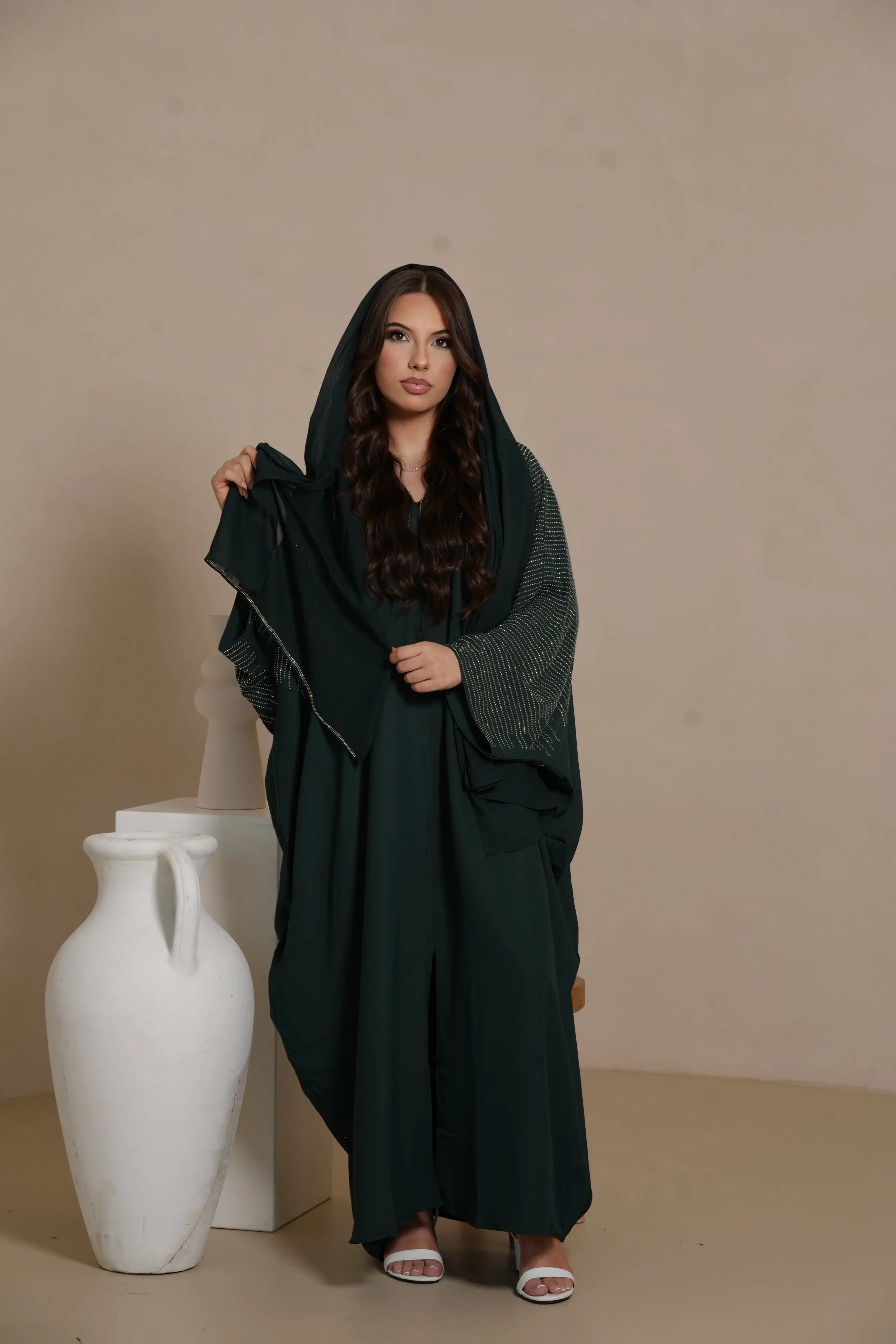 DXB Glitter Abaya - royal green Losyana.Shop