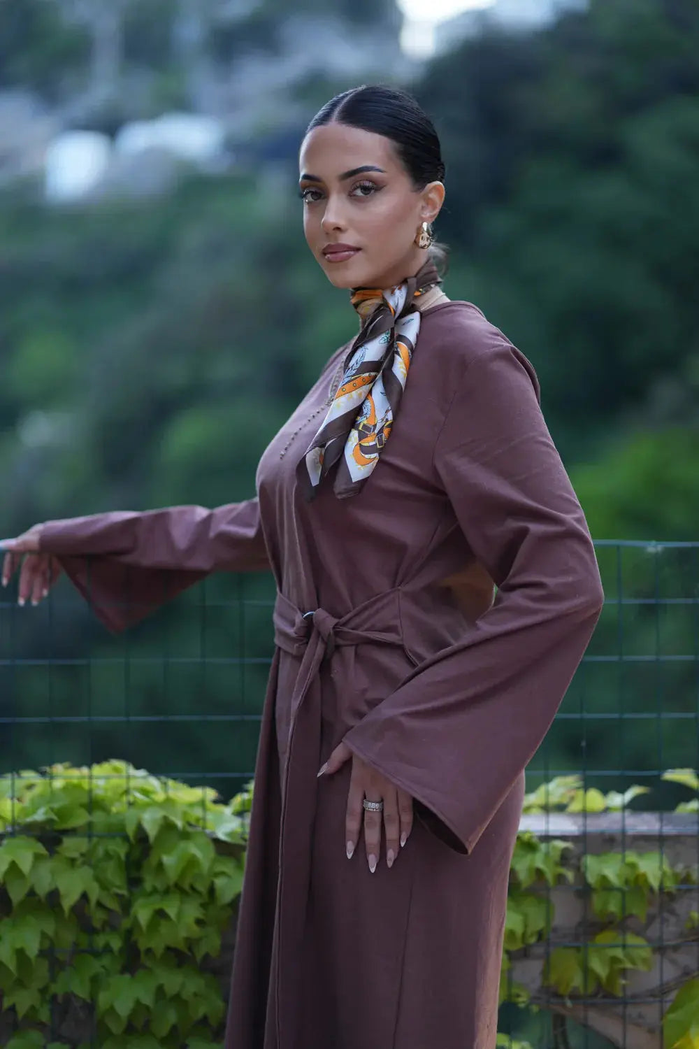 AMALFI LINEN DRESS - BROWN Losyana.nl