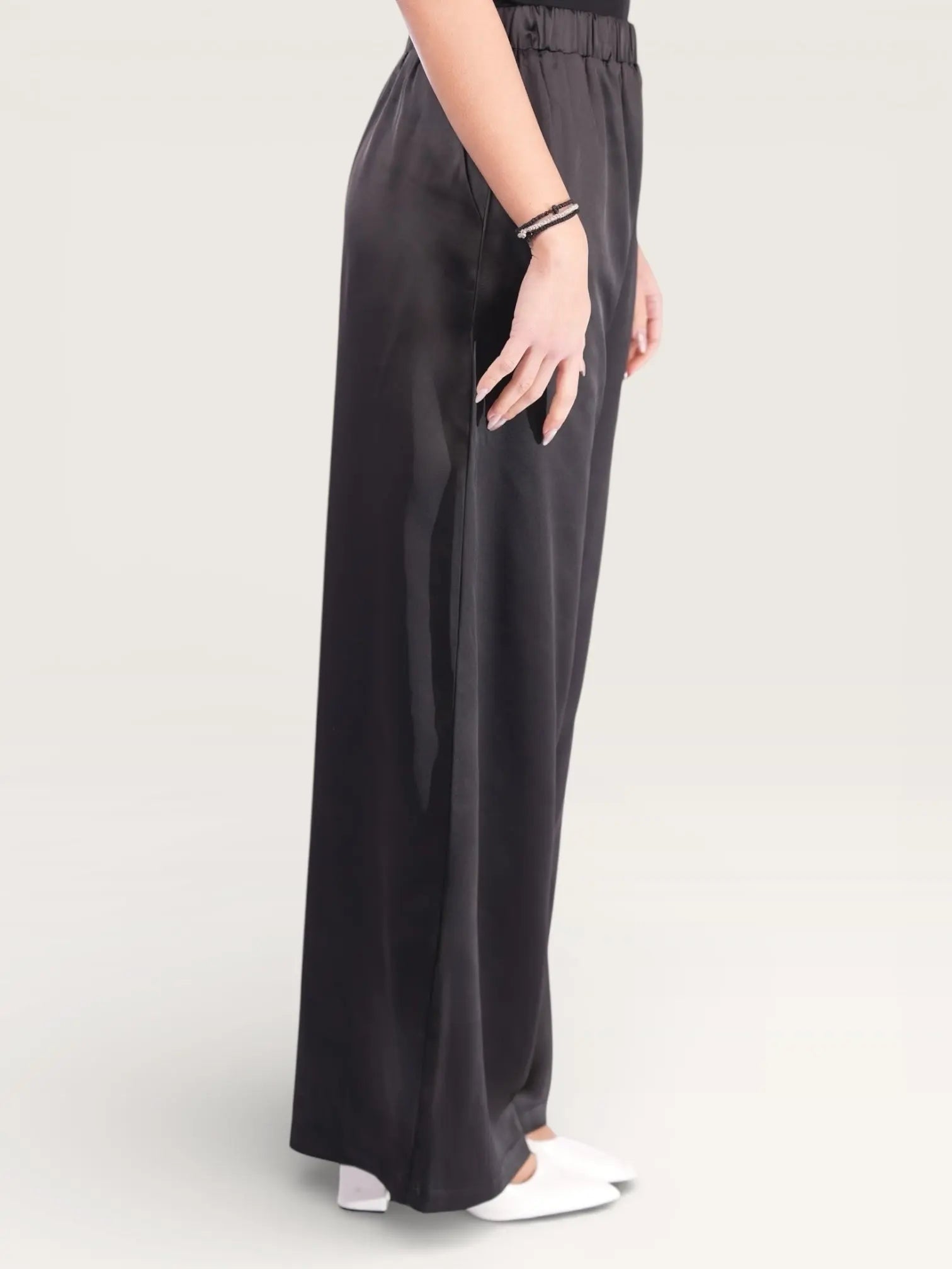 silk muse pants - black