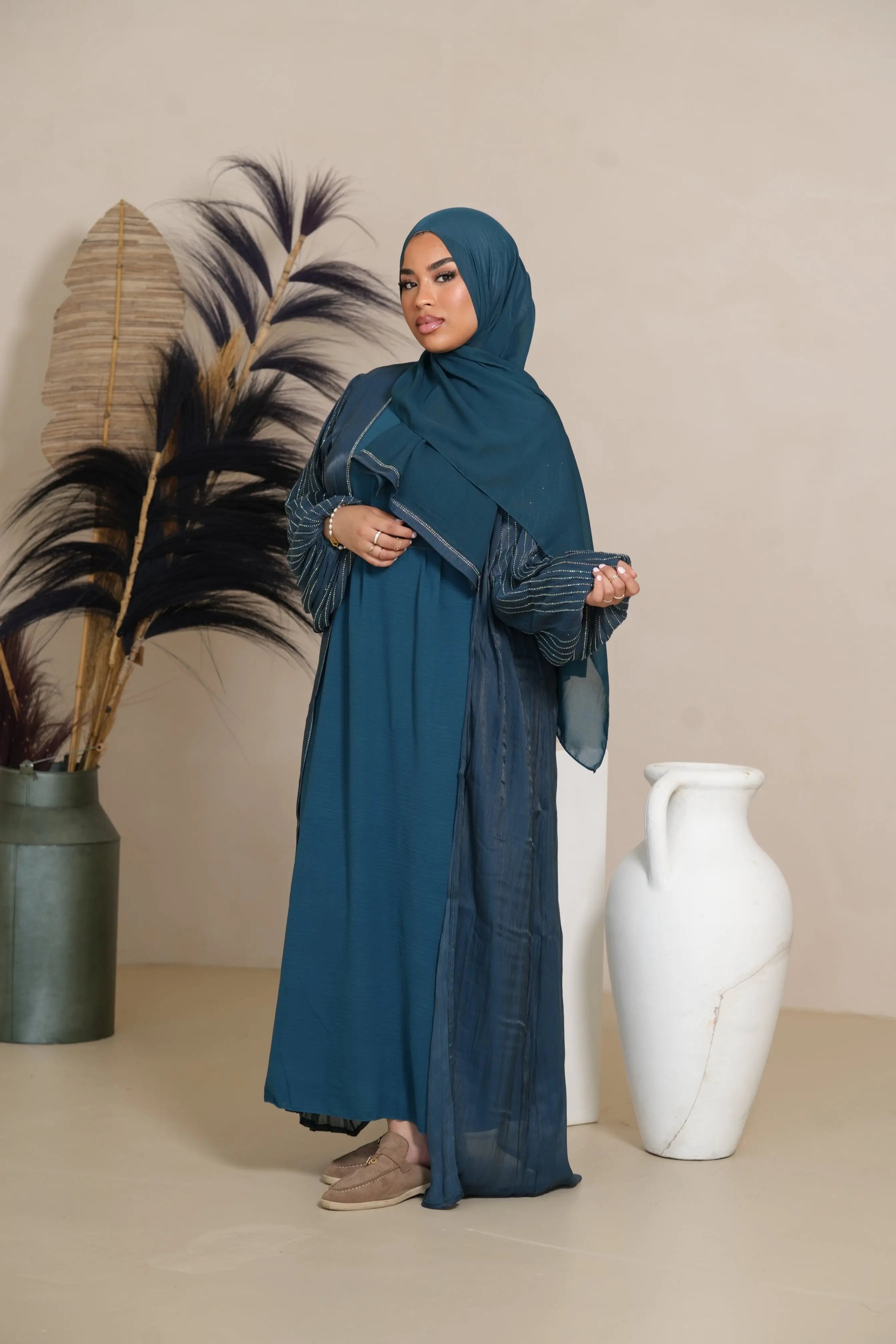 Silverstone arm Abaya - Aquamarin Losyana.Shop