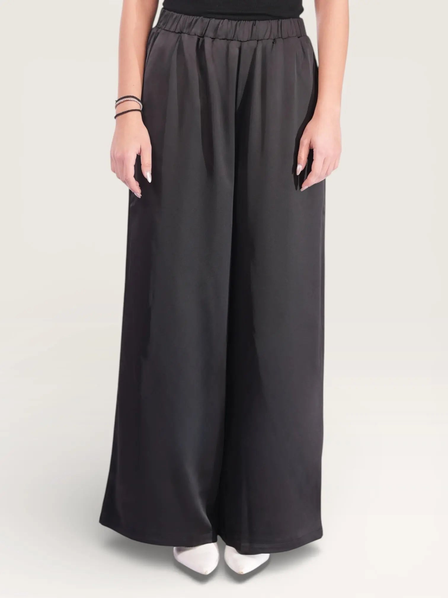 silk muse pants - black