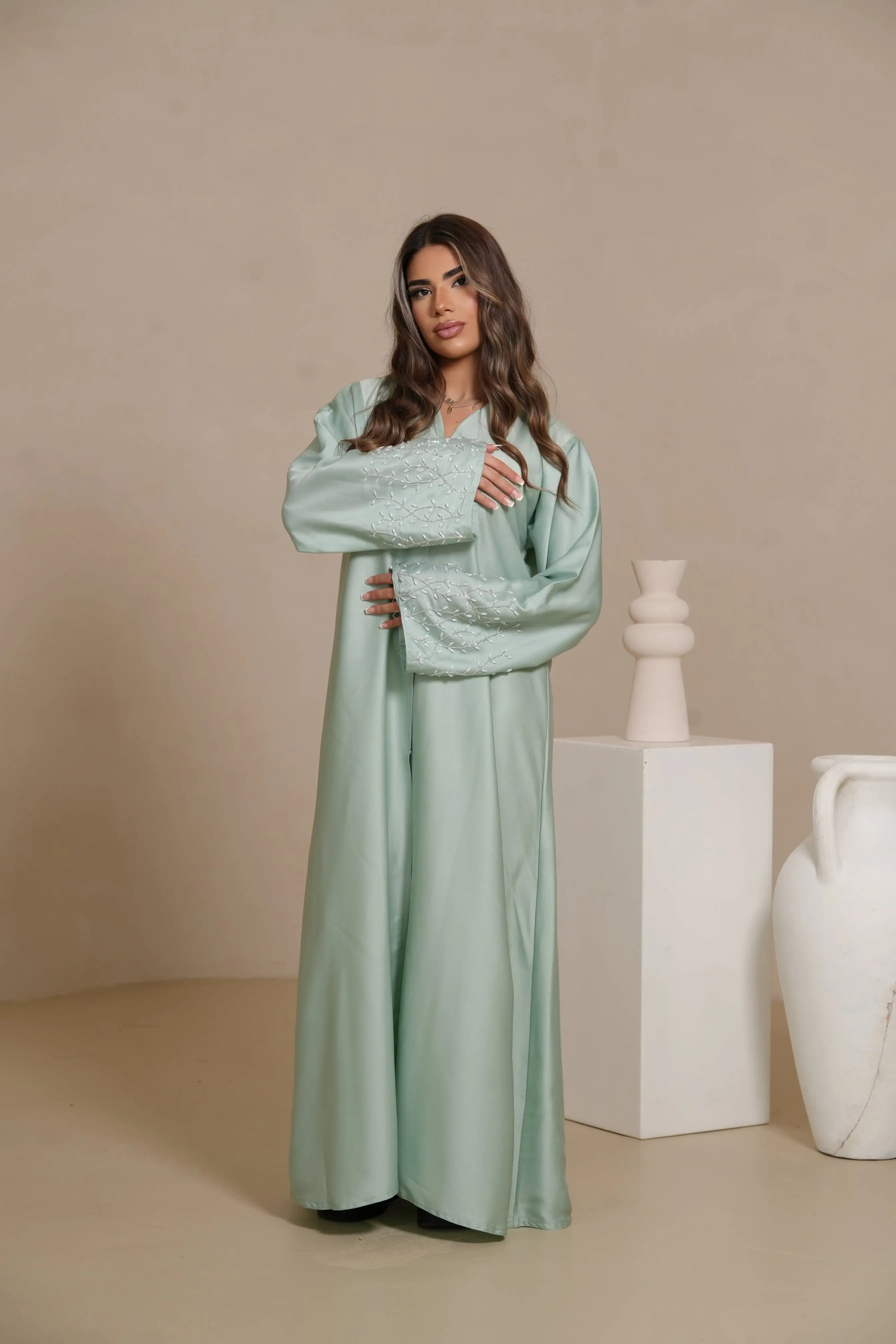 DXB Mira Abaya - mint Losyana.Shop