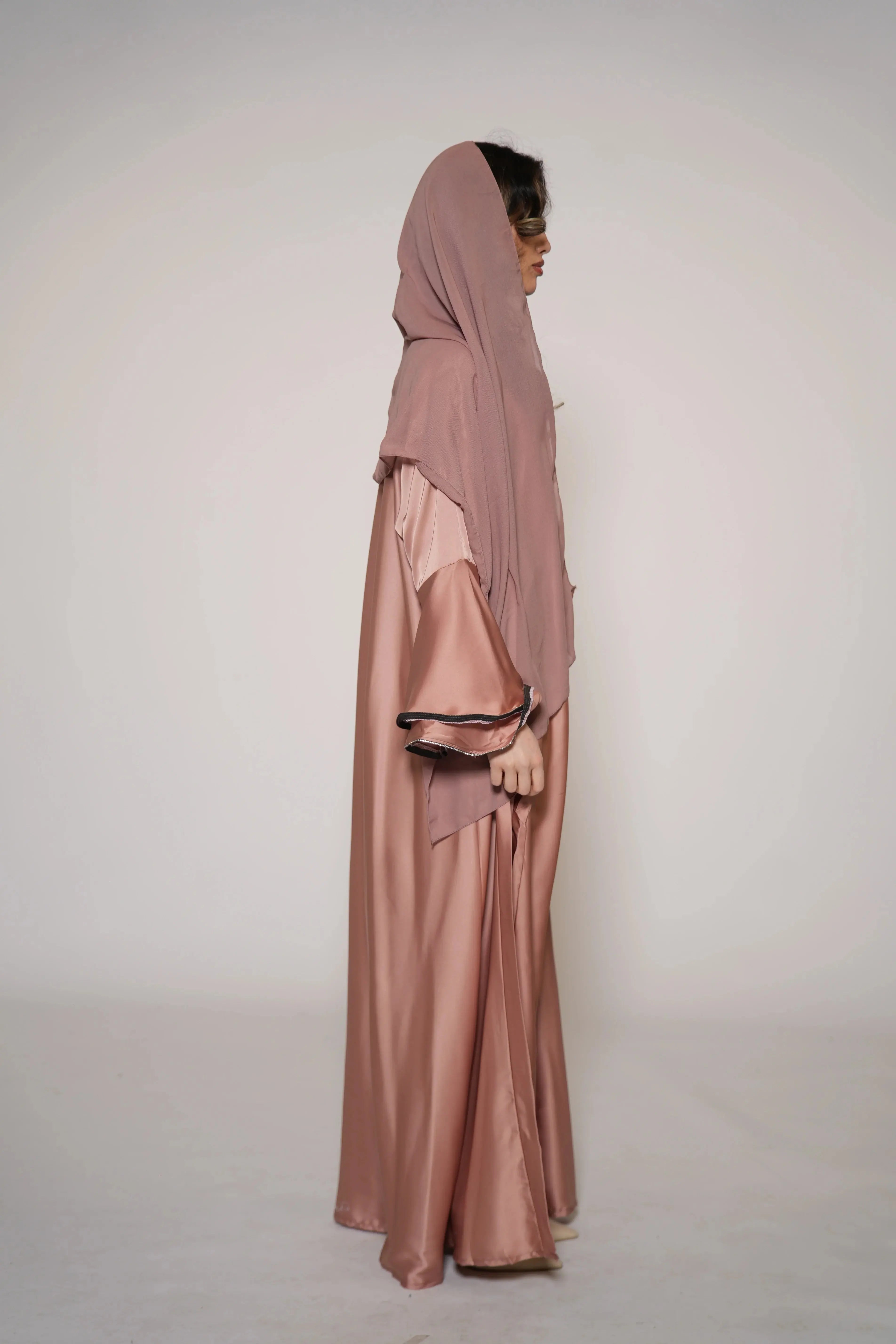 Wide Arm Abaya - Peach Losyana.Shop