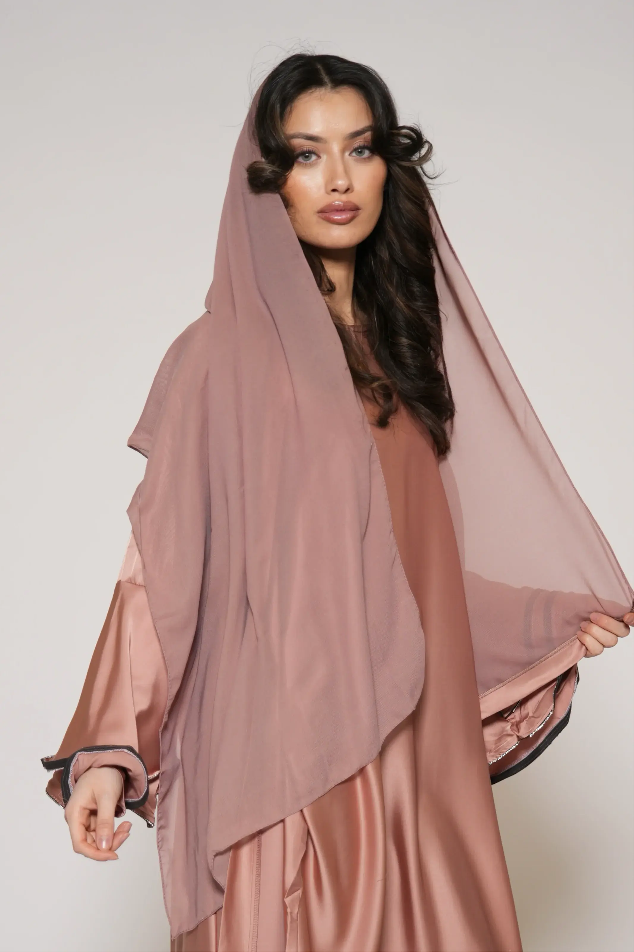 Wide Arm Abaya - Peach Losyana.Shop