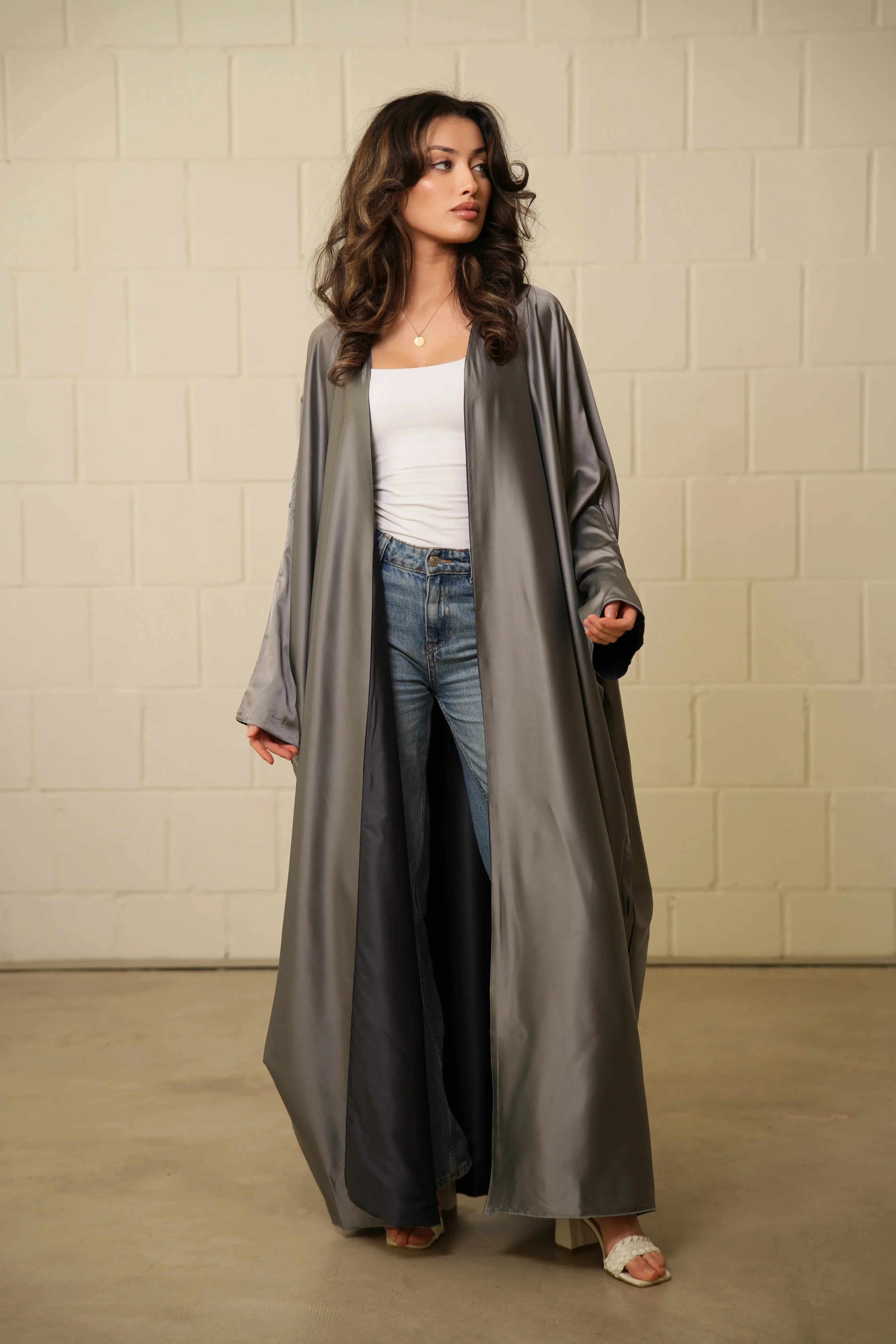 DXB 2 in 1 Abaya - Grey/Darkgrey Losyana.Shop
