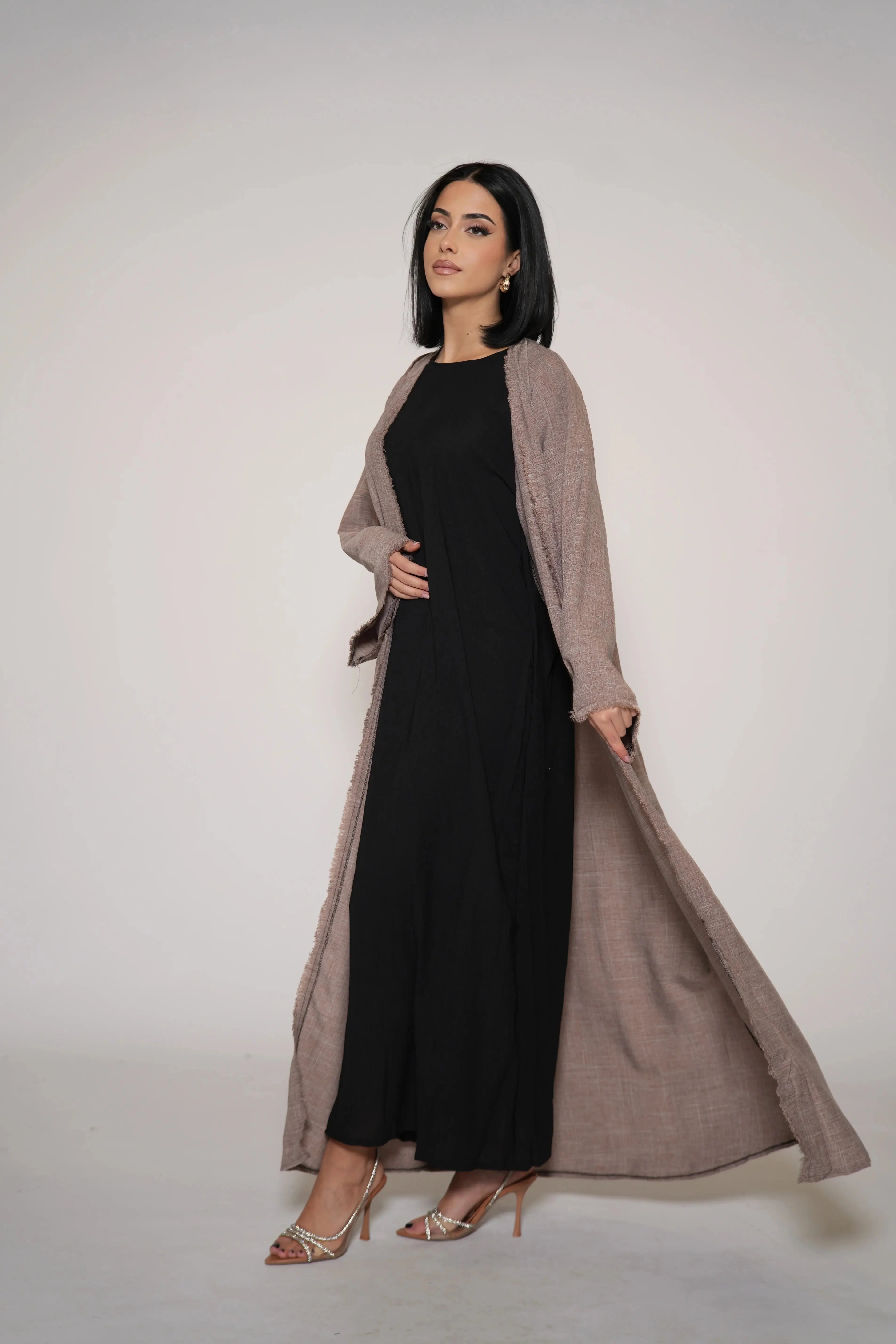 Fringles Linen Abaya - Rose Taupe Losyana.Shop