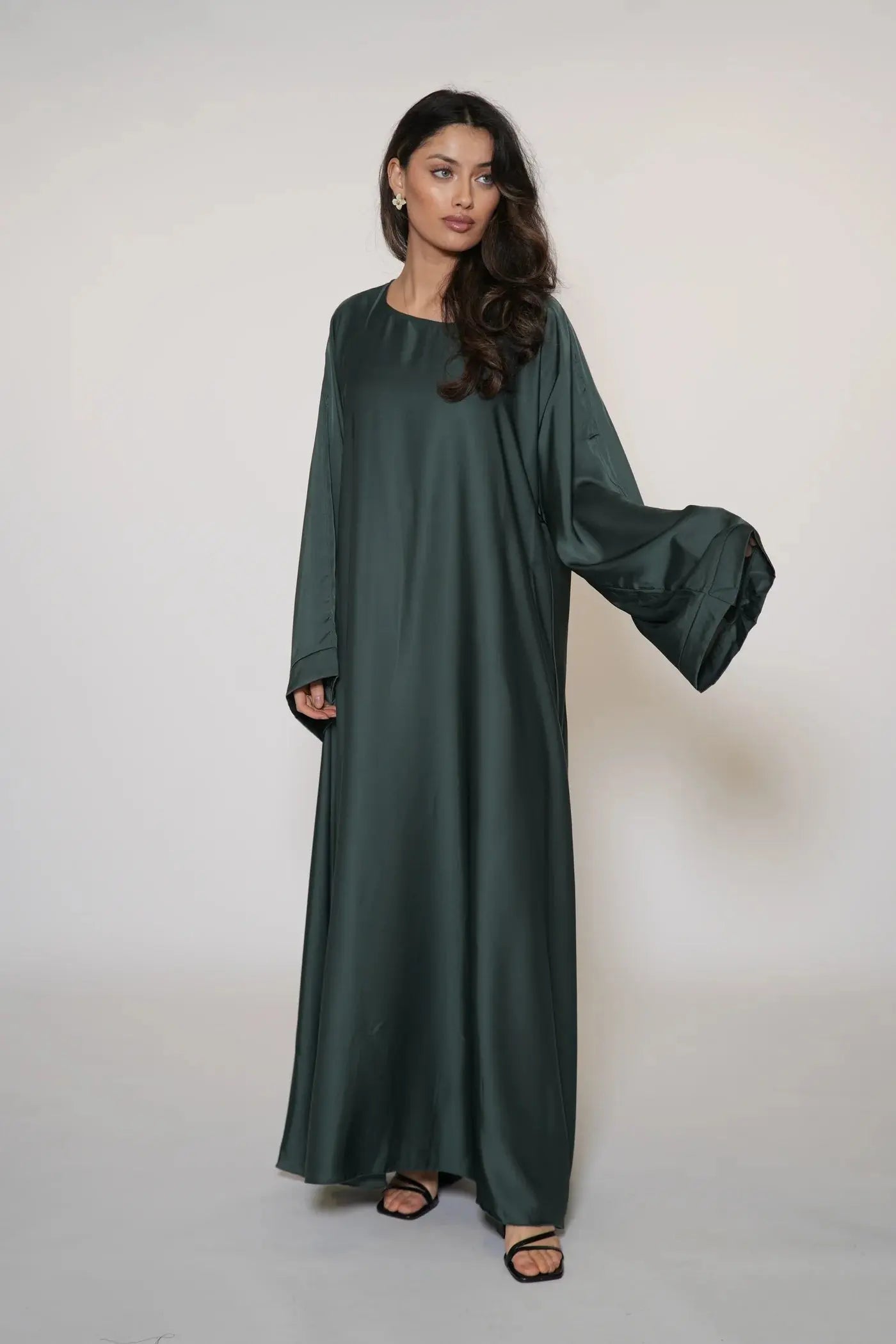DXB Satin Abaya - royal green Losyana.Shop