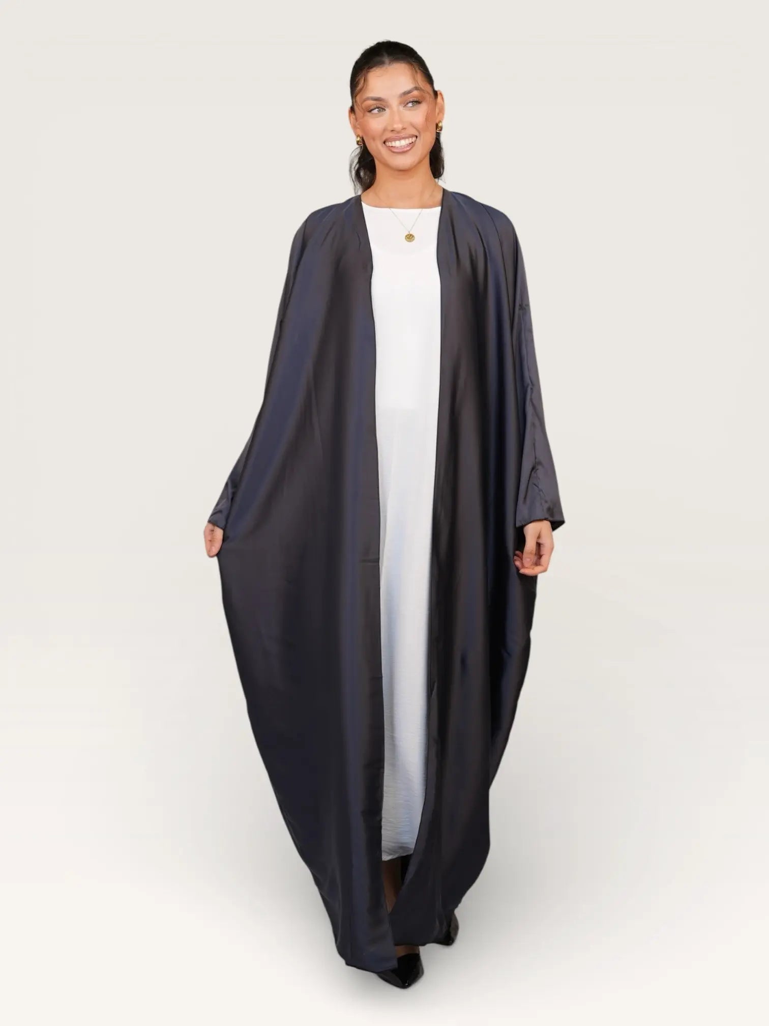 two way abaya - light grey / dark grey