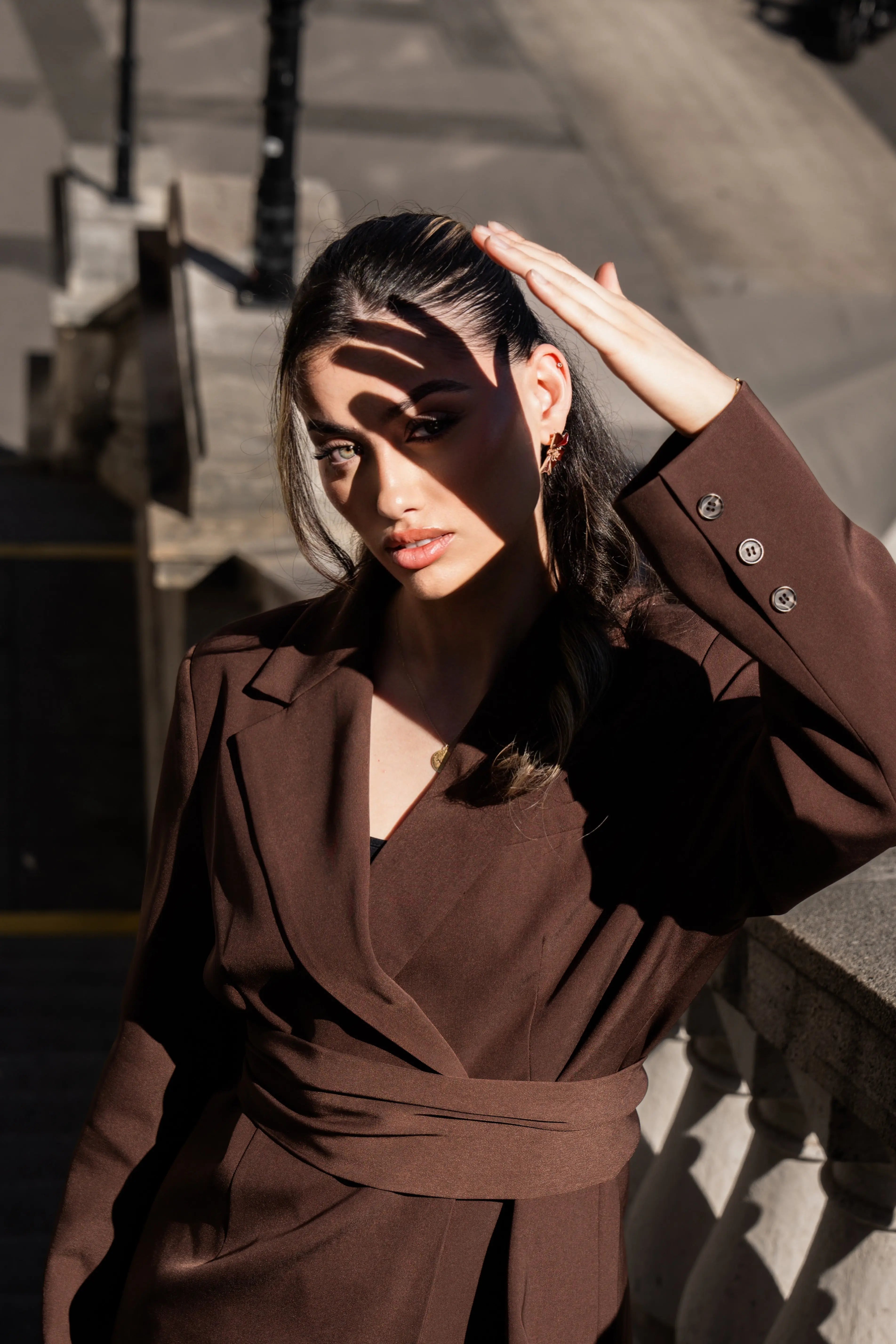 the noble belted blazer - mocca mousse Losyana.Shop