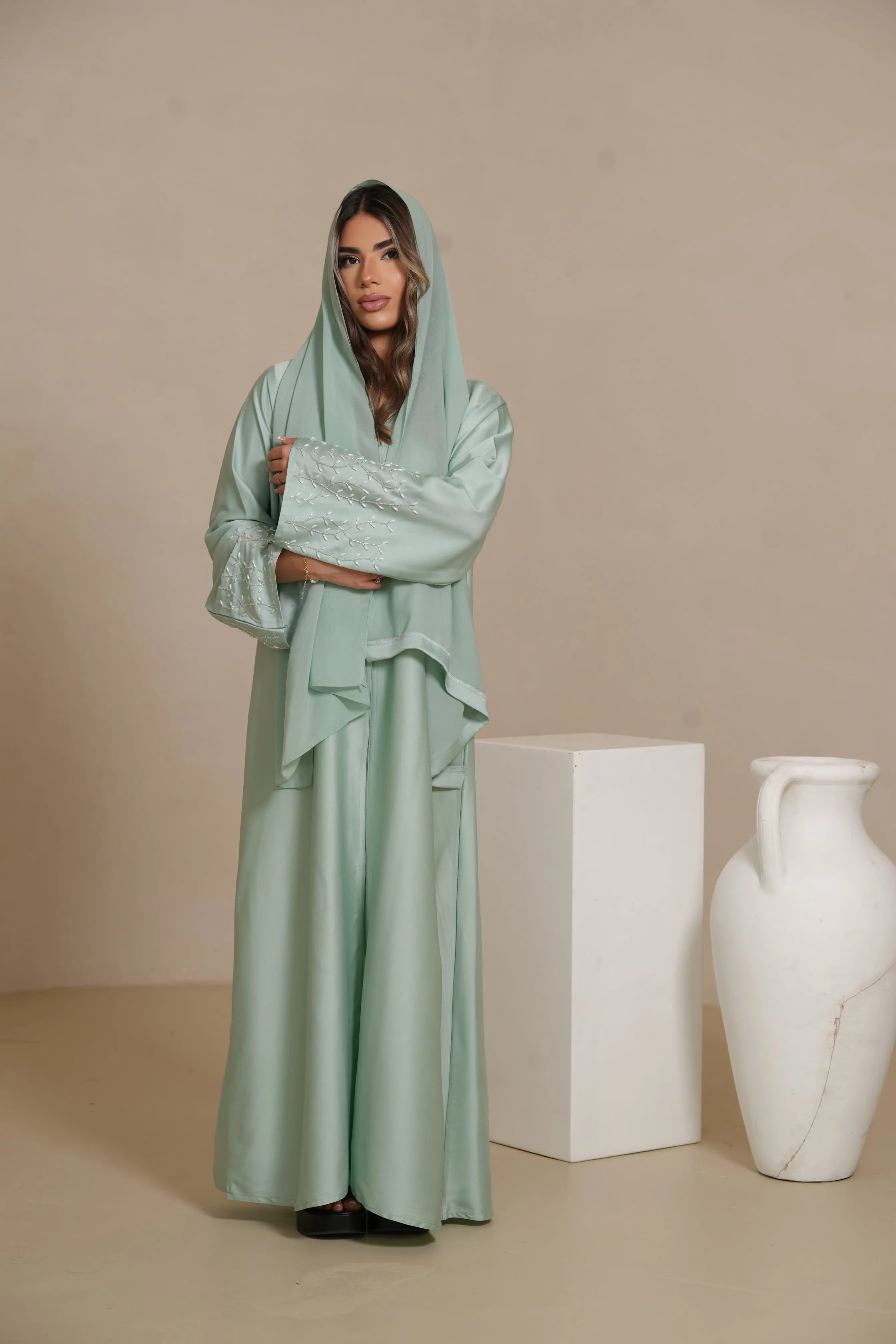 DXB Mira Abaya - mint Losyana.Shop