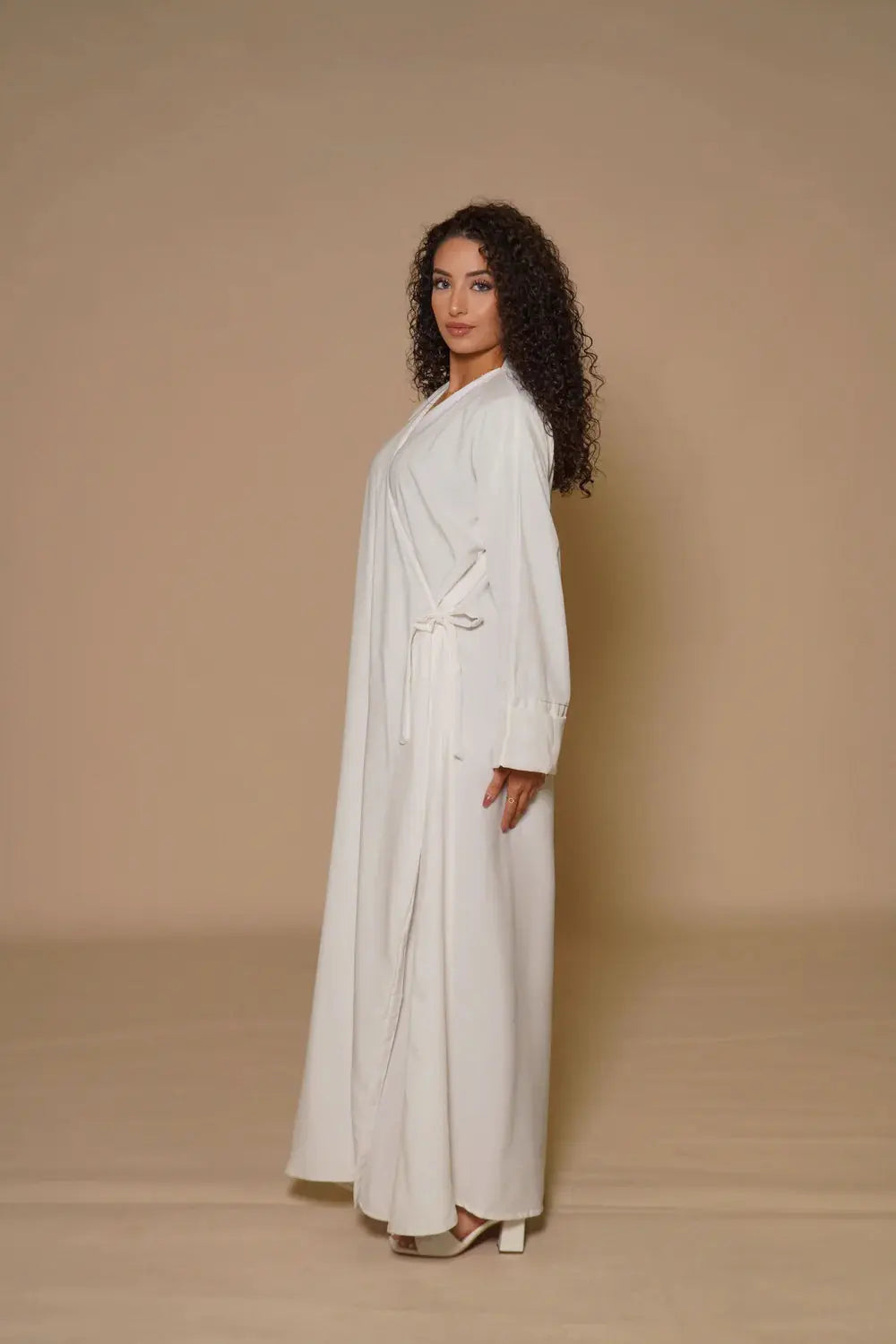 DXB Linen Abaya Cord - White Losyana.Shop