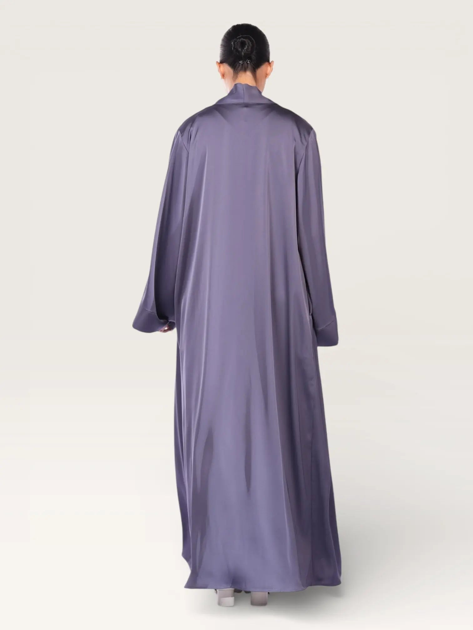 satin kimono abaya - midnight