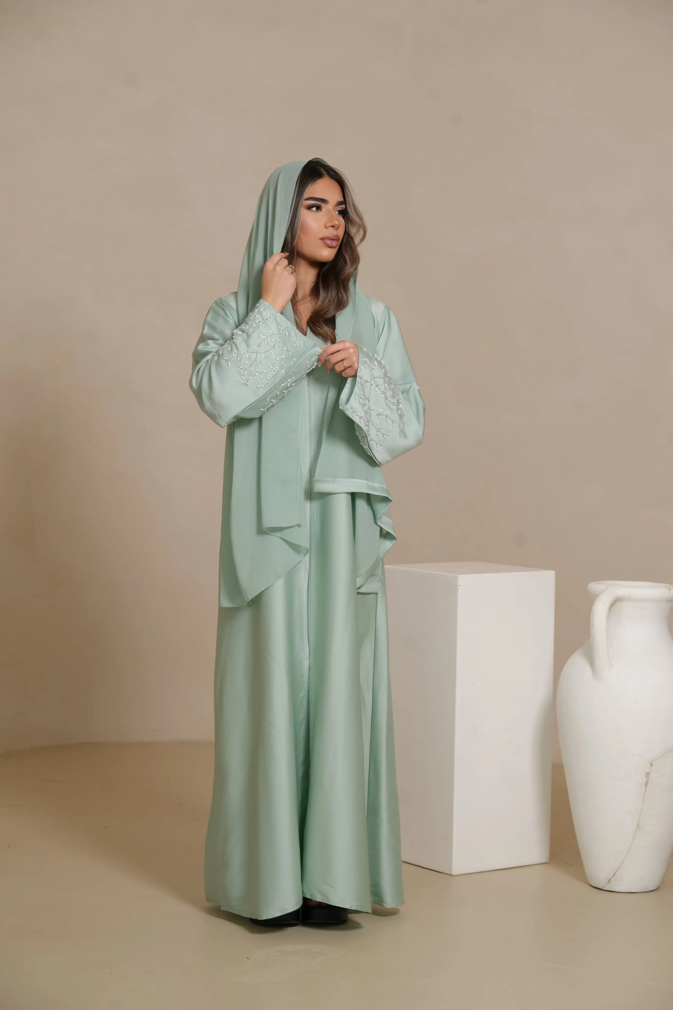 DXB Mira Abaya - mint Losyana.Shop