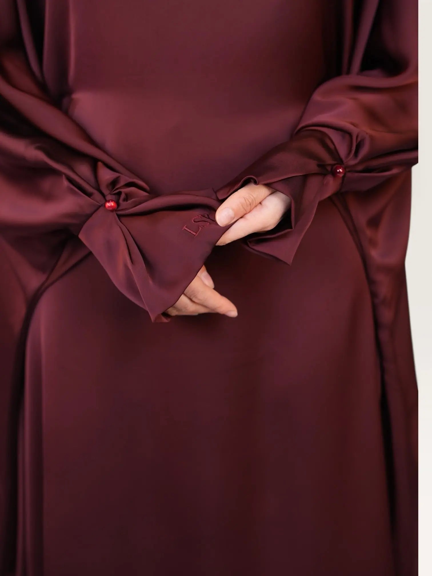 arabian satin abaya - bordeaux