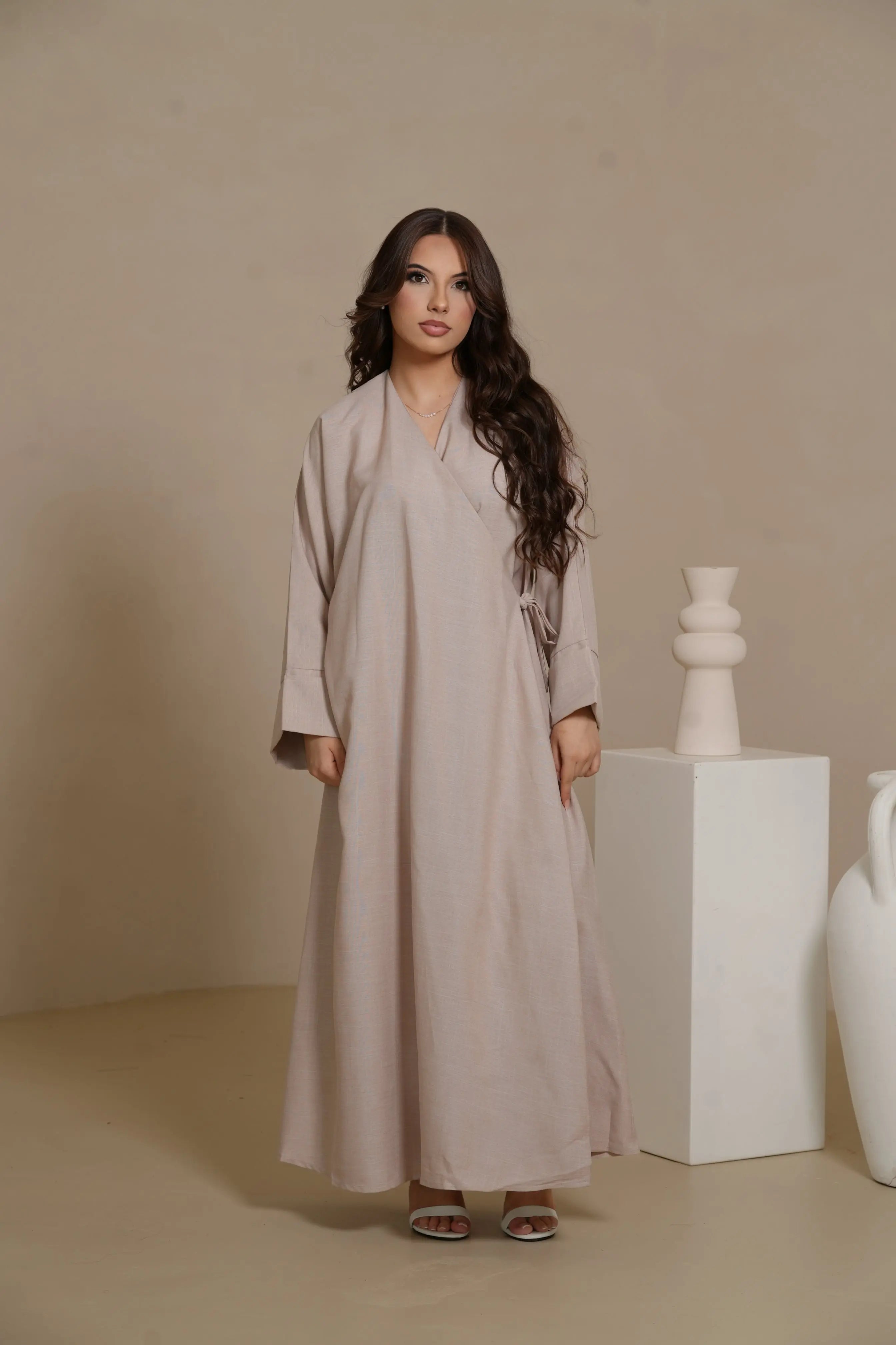 DXB Linen Abaya Cord - Amira Rose Losyana.Shop