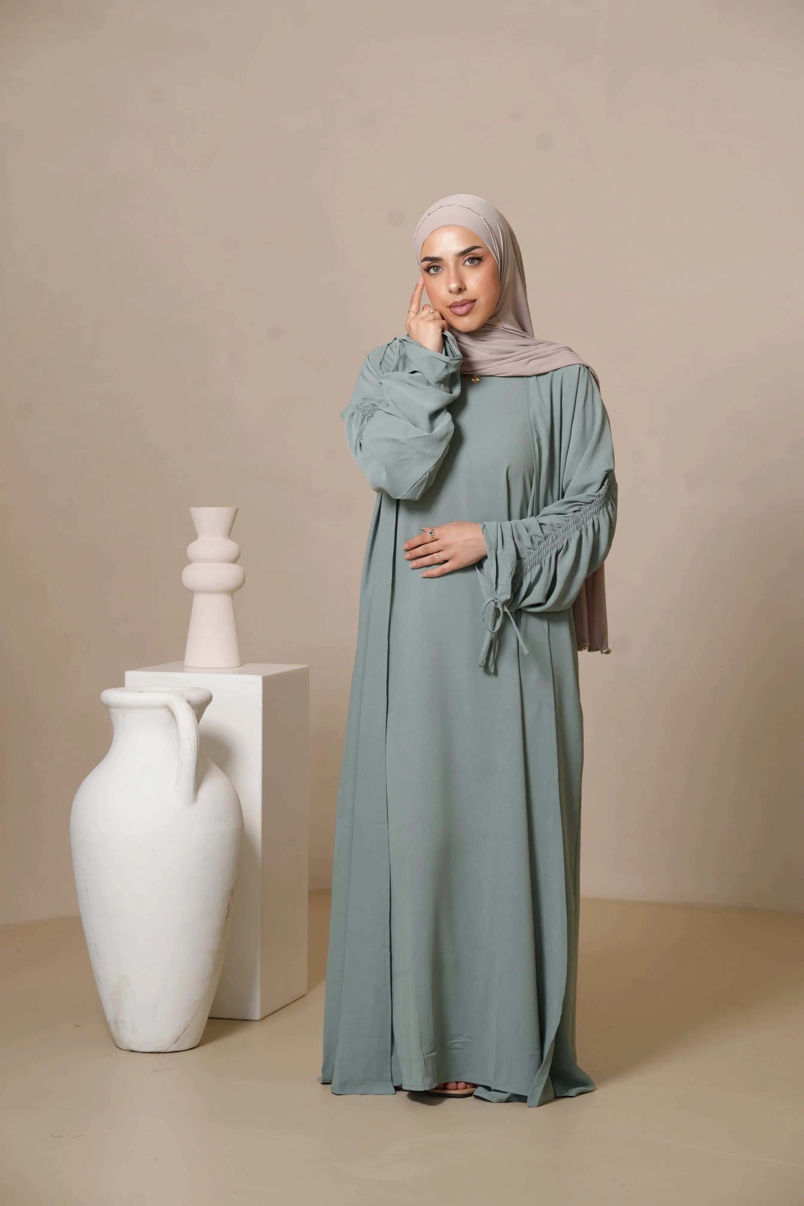 Cord Arm Abaya - Mint Losyana.Shop