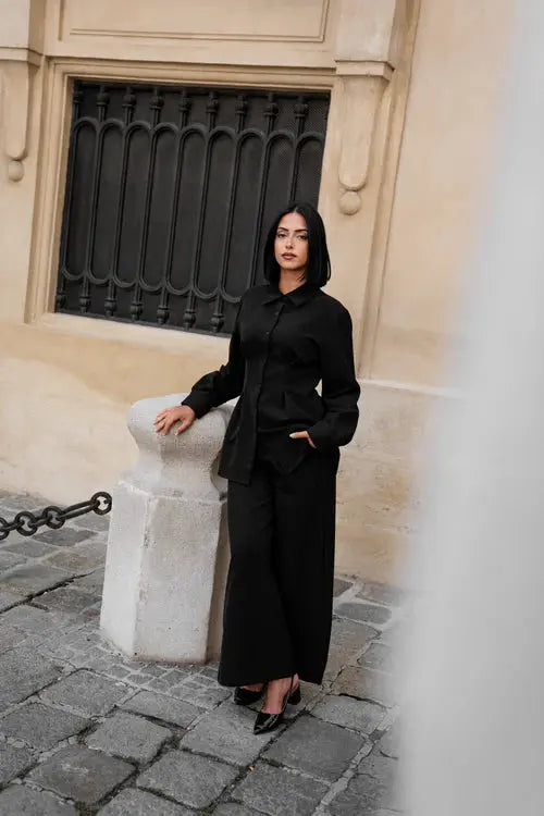 wide leg pants - black Losyana.Shop
